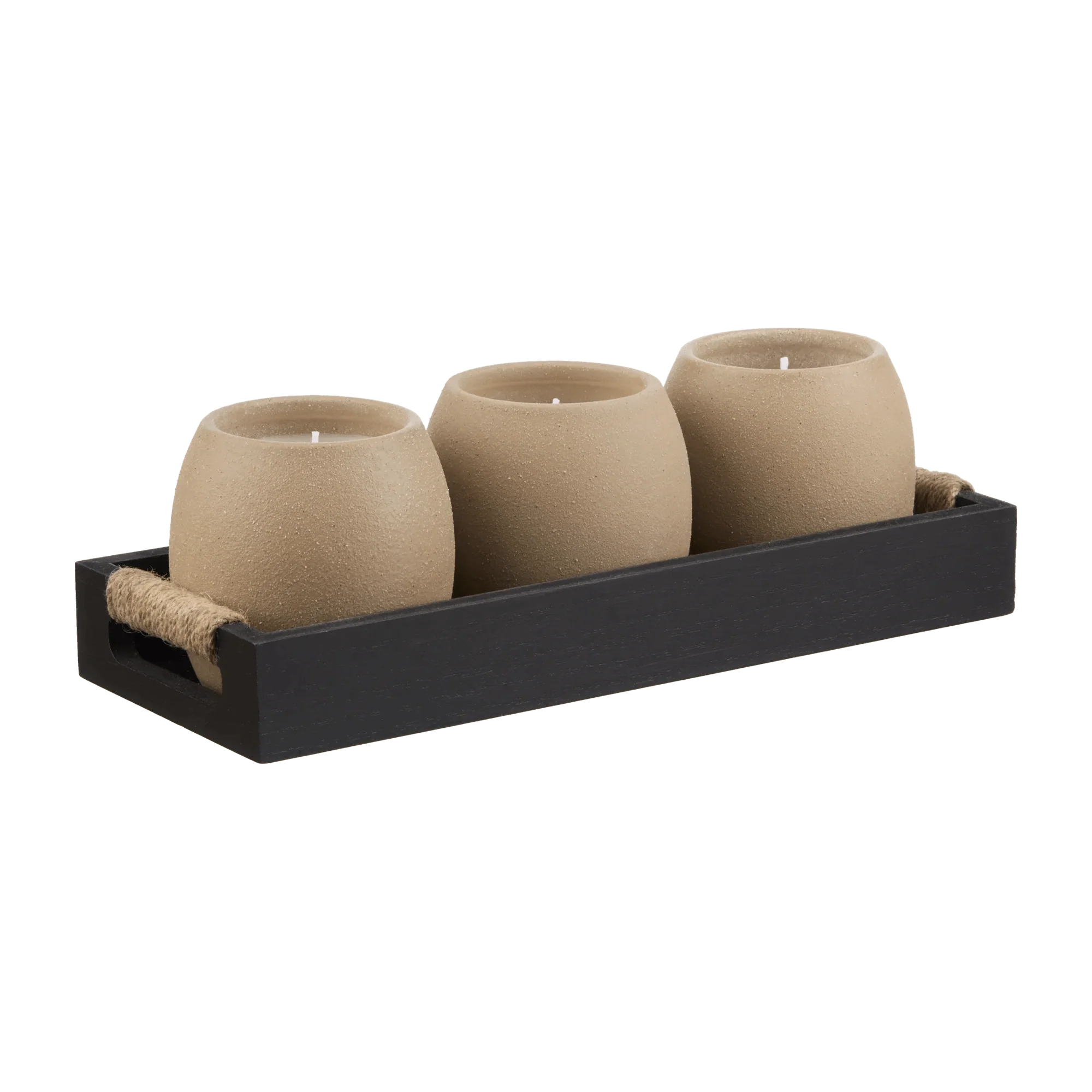 Set of 3 Candles in Black Tray - Image 2