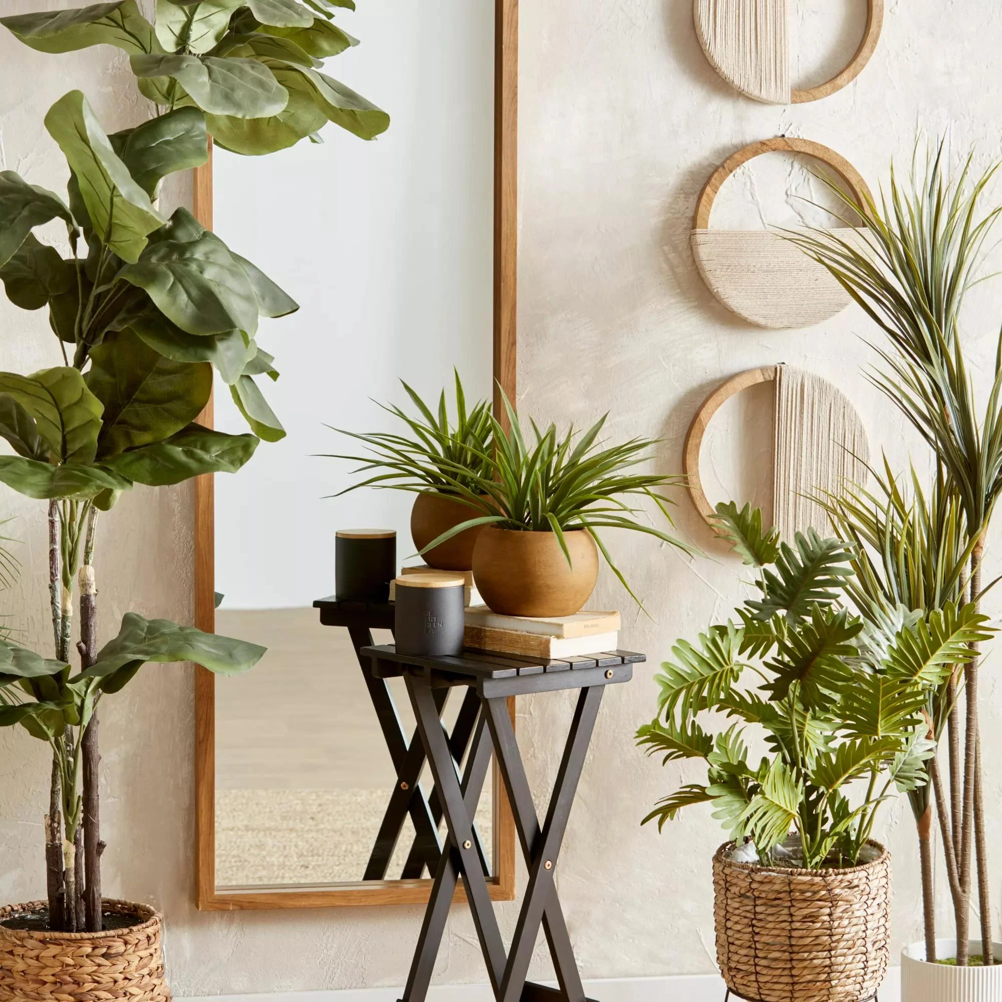 Set of 3 Mango Wood and Rope Circle Wall Decor - Image 7