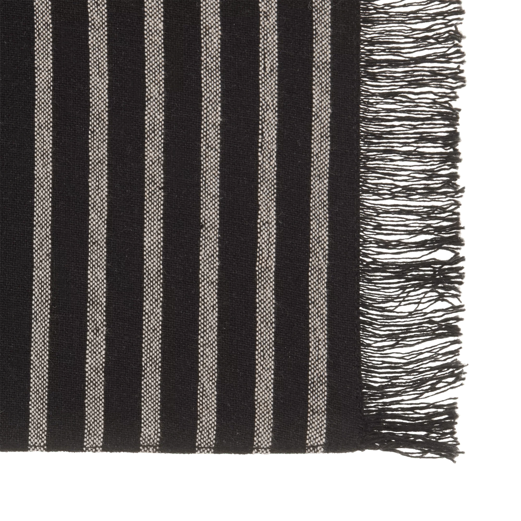 Set of 4 Black & Natural Fringed Fabric Placemats - Image 4