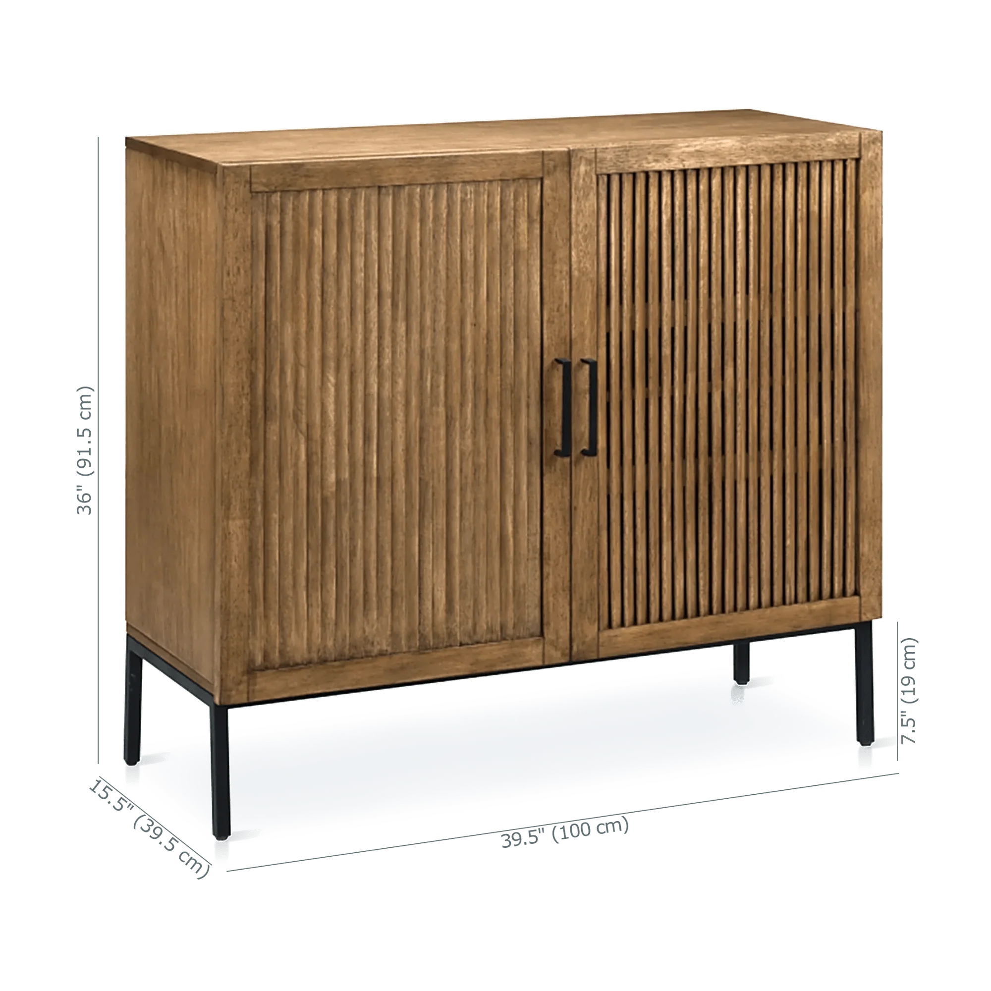 Slatted 2-Door Dark Wood Buffet - Image 3