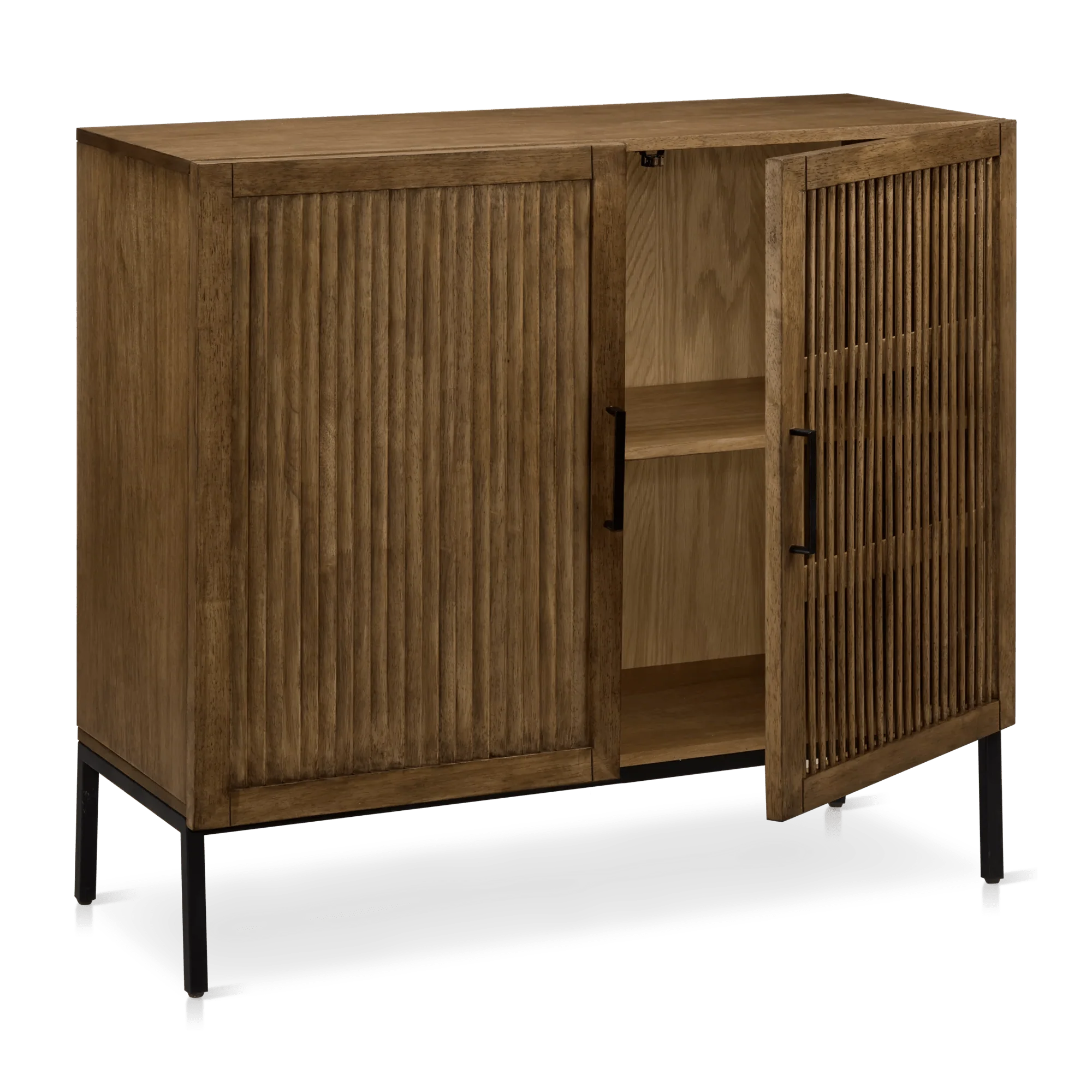 Slatted 2-Door Dark Wood Buffet - Image 4