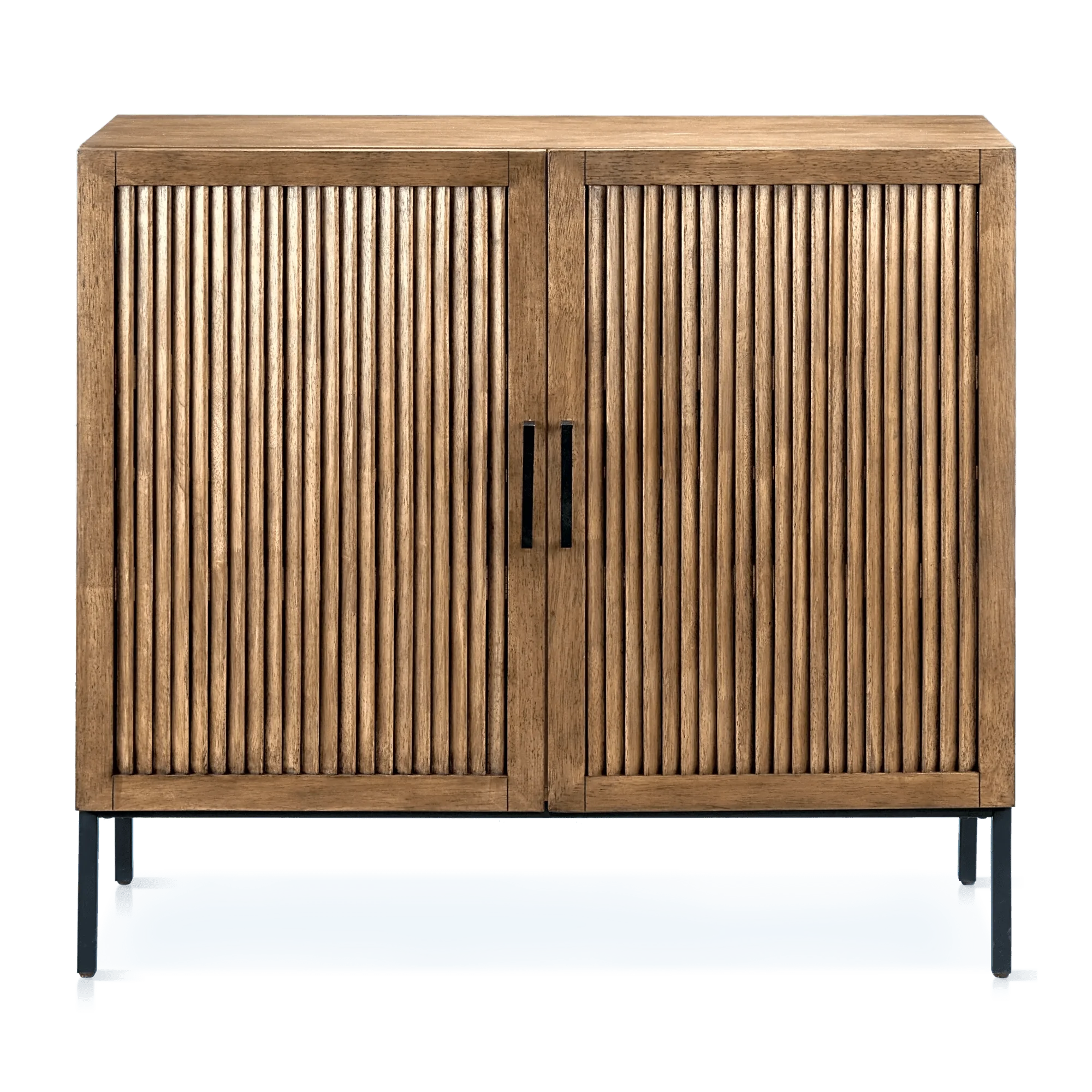 Slatted 2-Door Dark Wood Buffet - Image 5