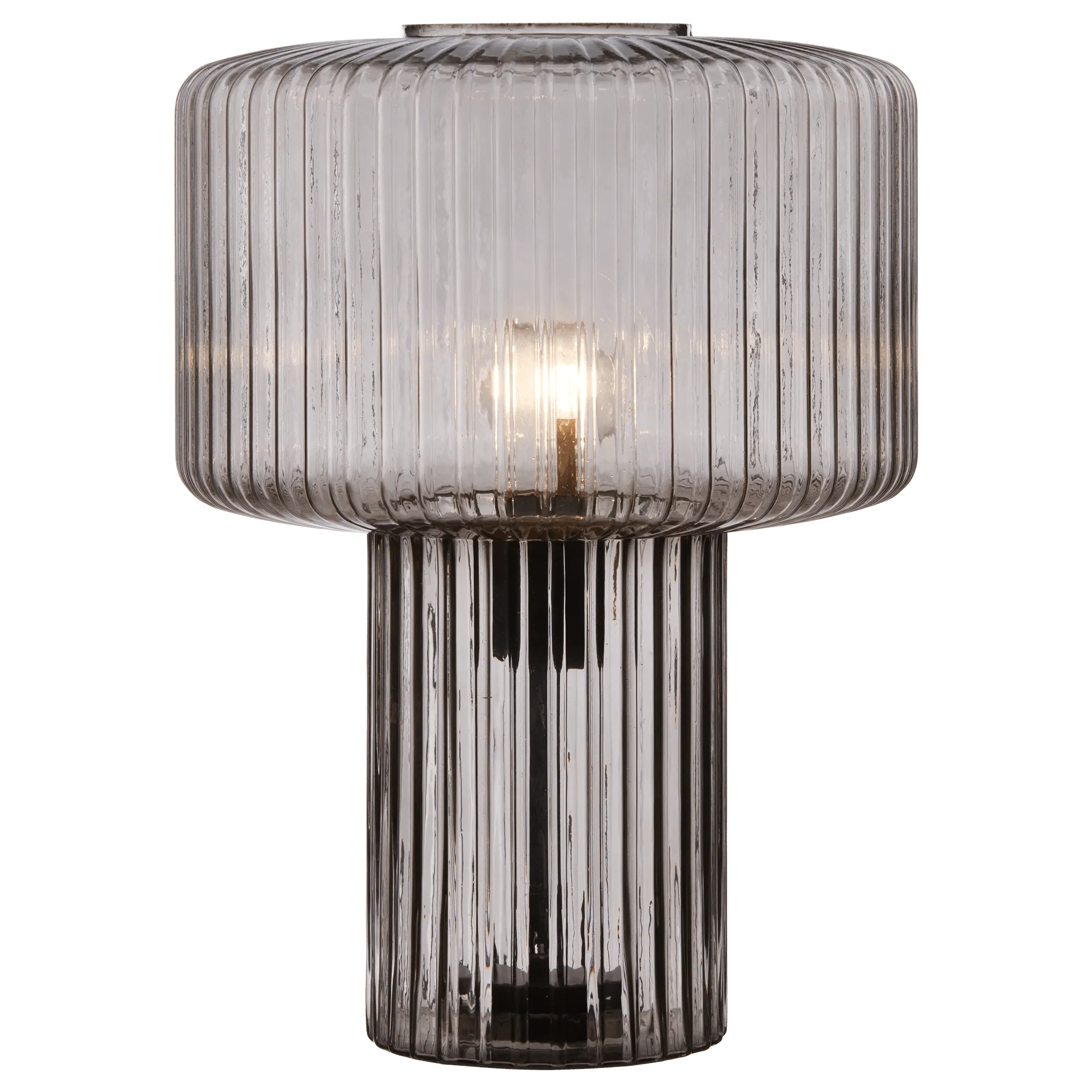 Smoky Ribbed Glass Table Lamp - Image 2