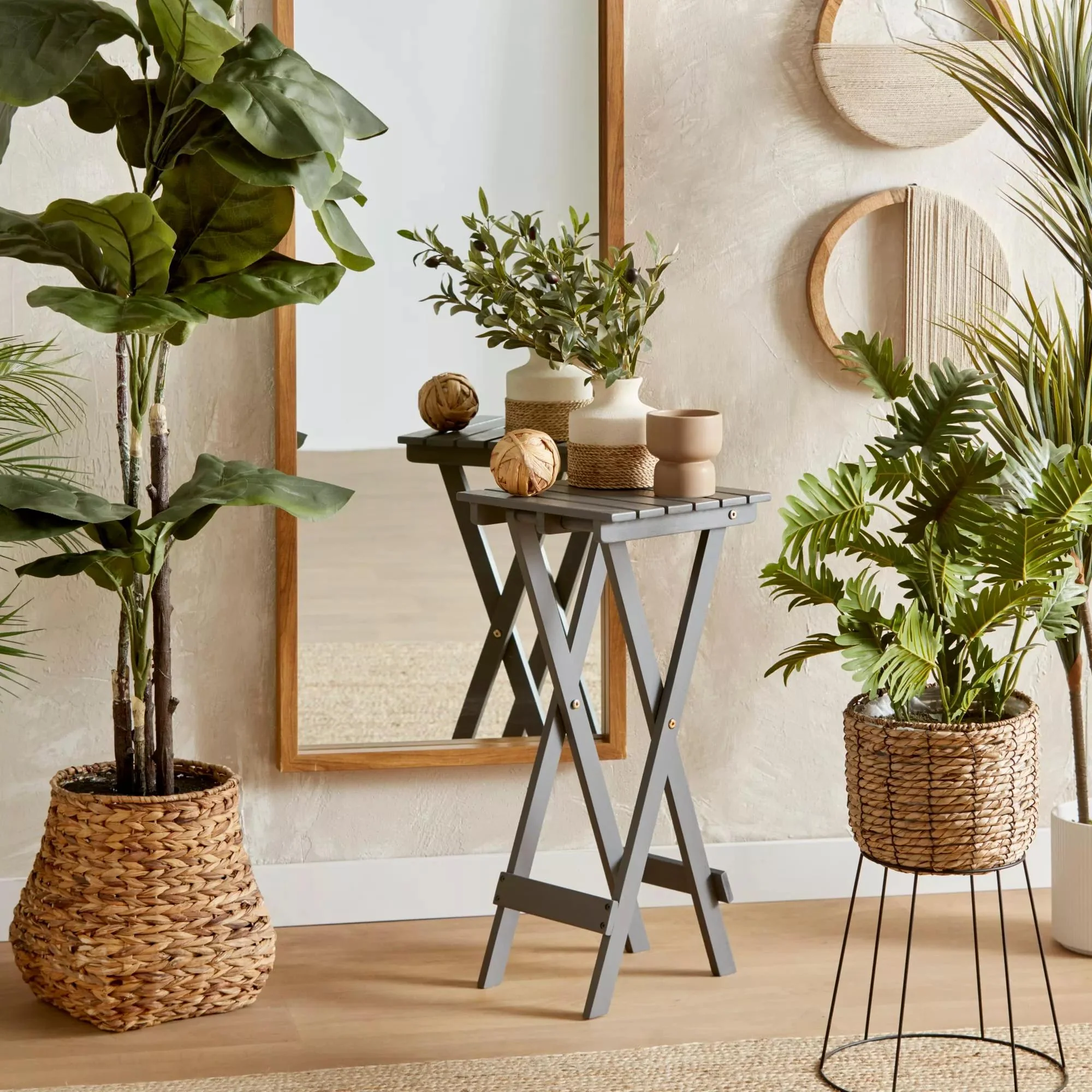 Speckled Ceramic and Rattan Vase - Image 13