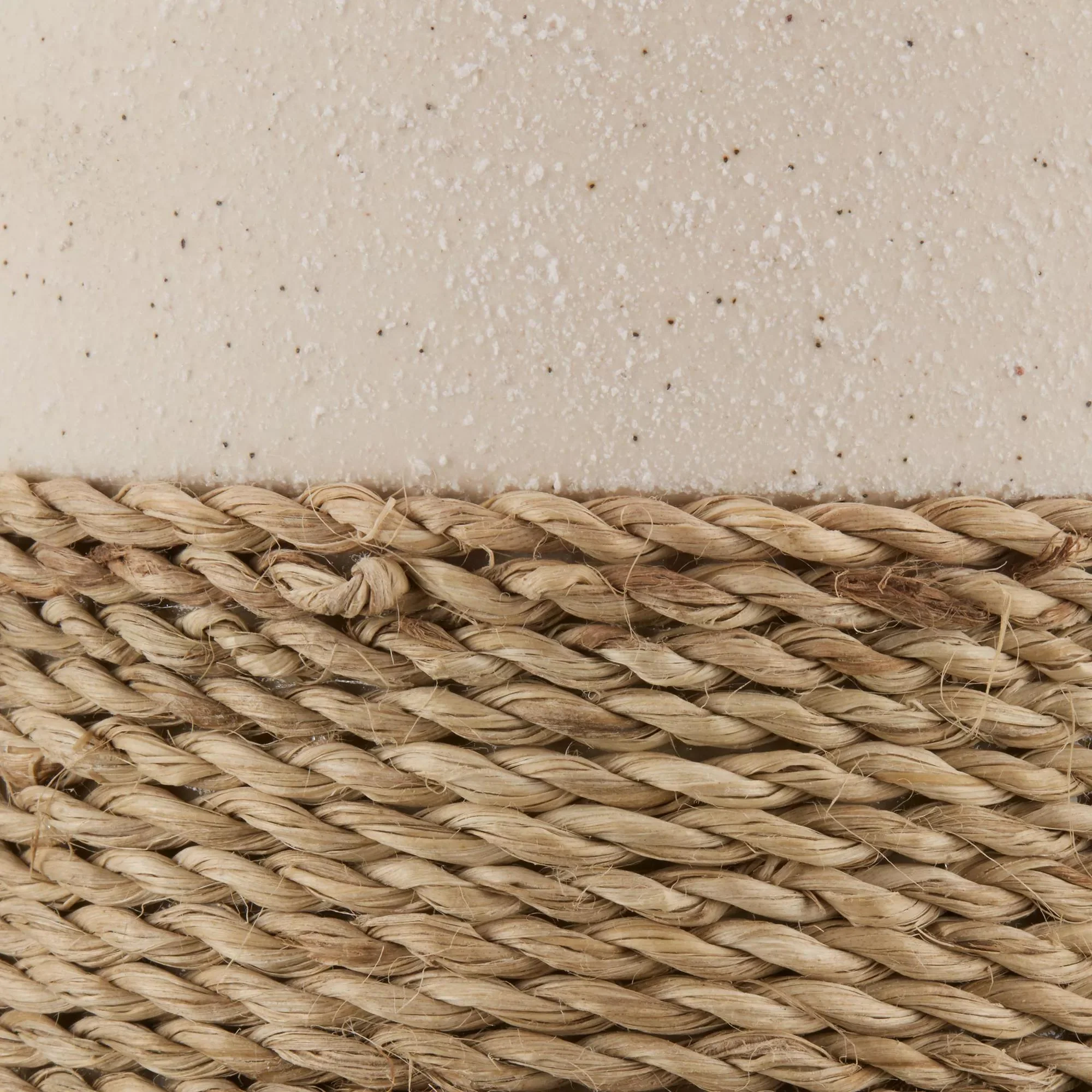 Speckled Ceramic and Rattan Vase - Image 5