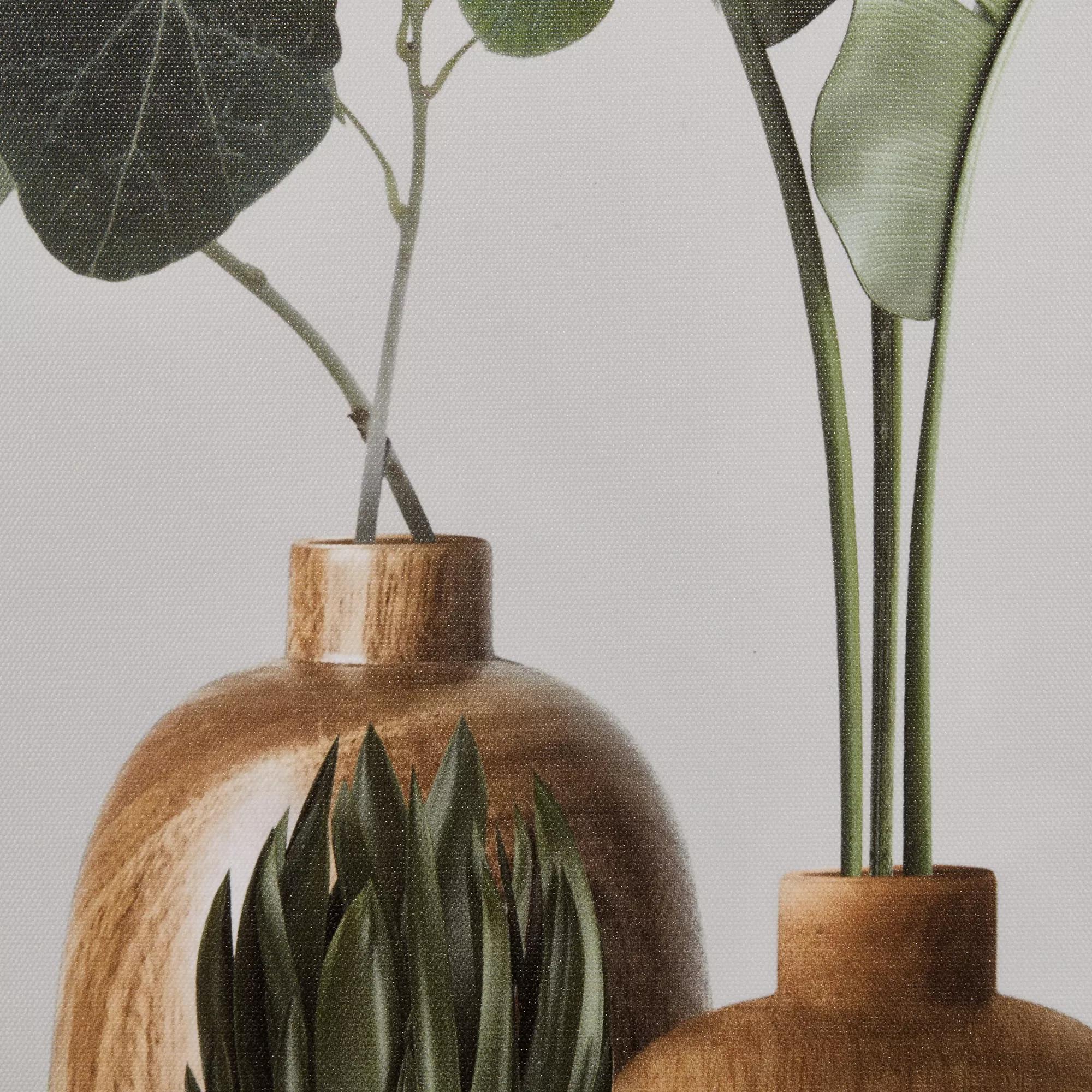 Succulents in Wood Vase Printed Framed Canvas - Image 2