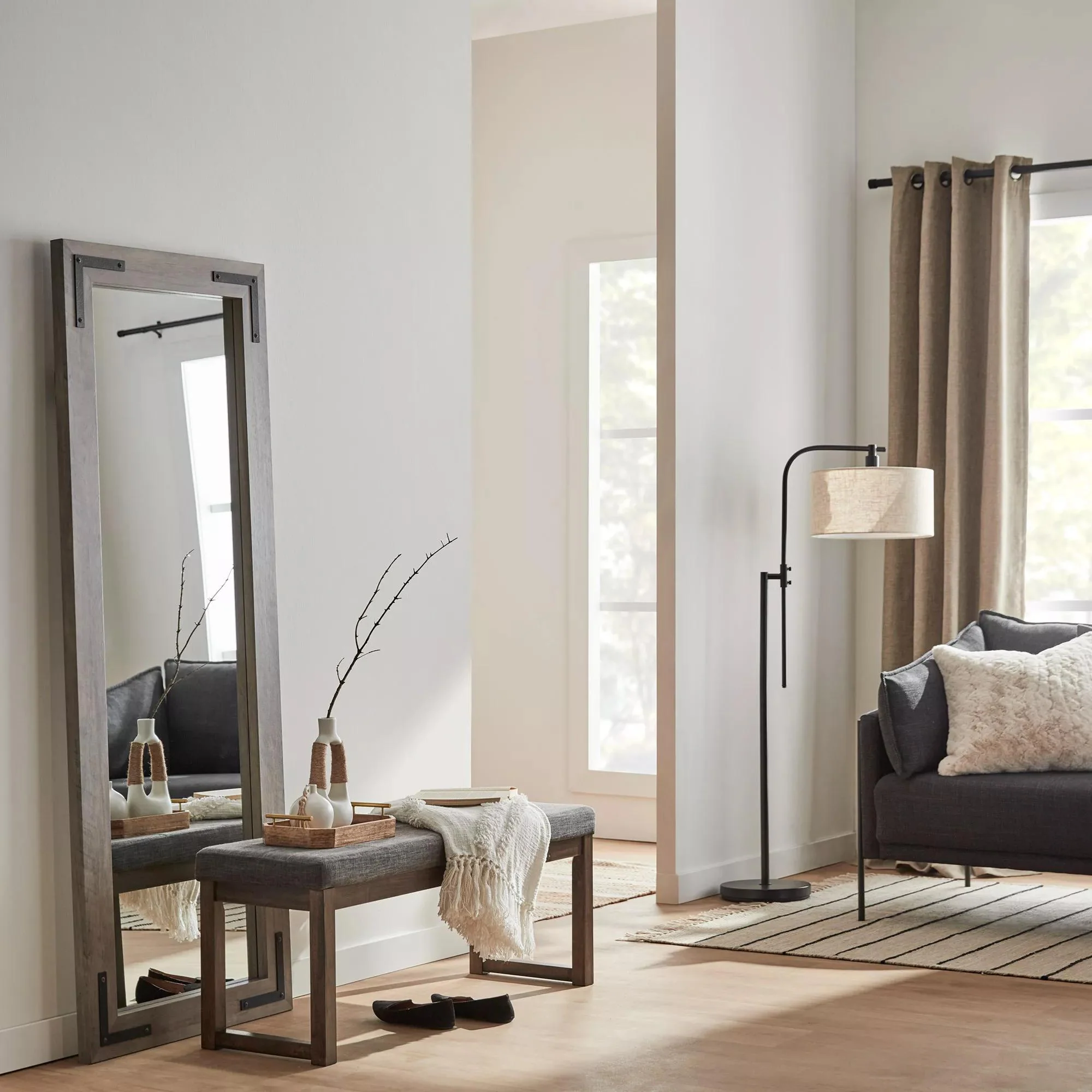 Linen Swivel Metal Floor Lamp - Image 3