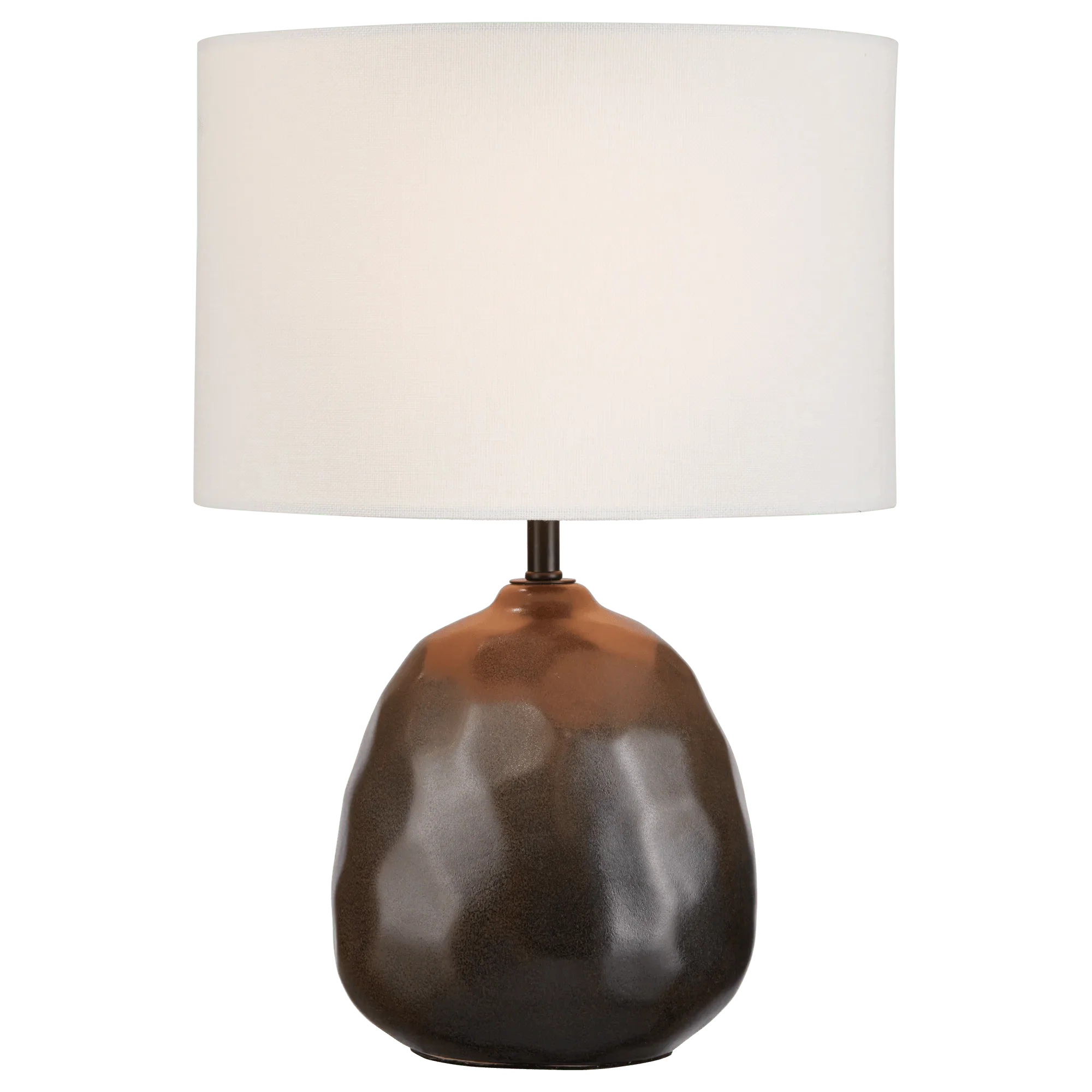 Textured Ceramic Table Lamp with White Shade - Image 2