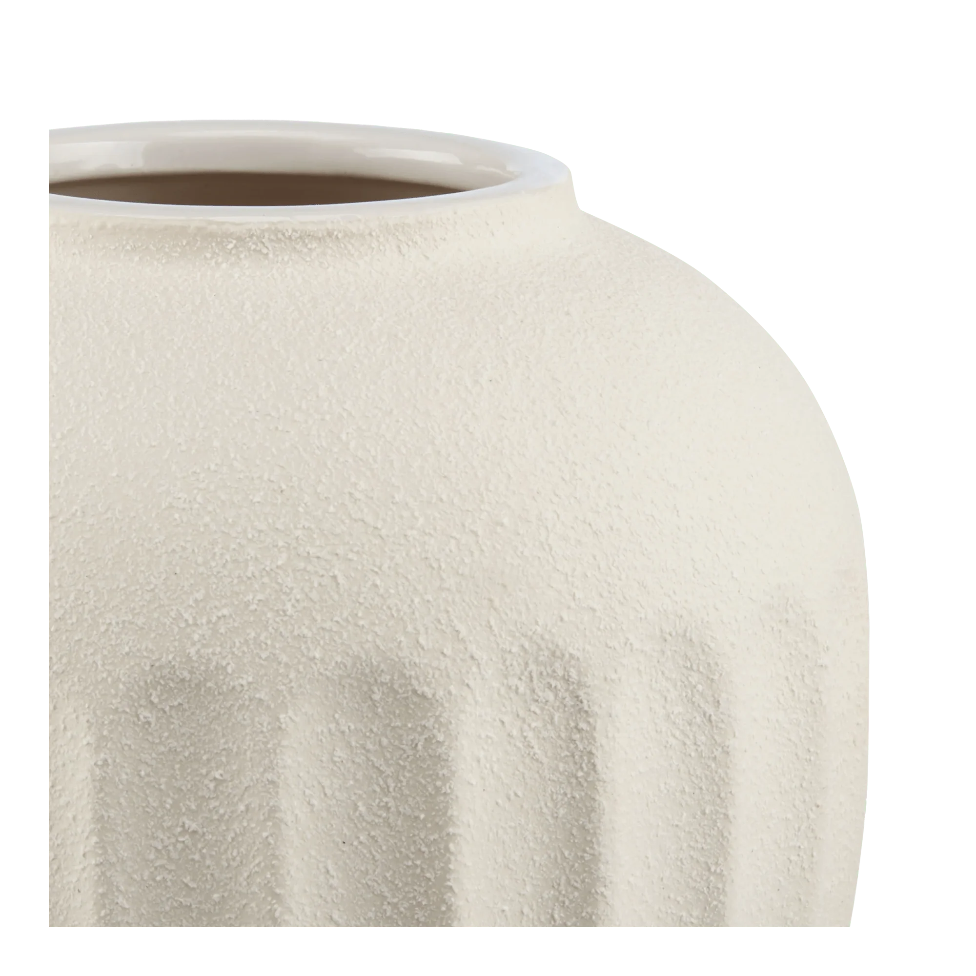 Textured Cream Ceramic Decorative Vase - Image 2