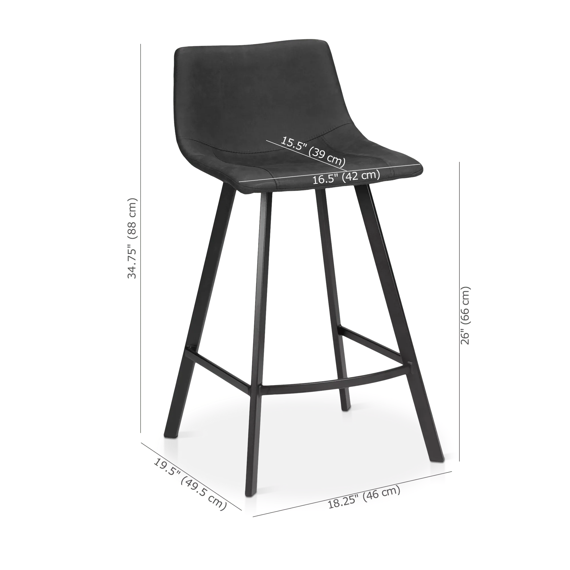 Textured Faux Leather and Metal Bar Stool - Image 4