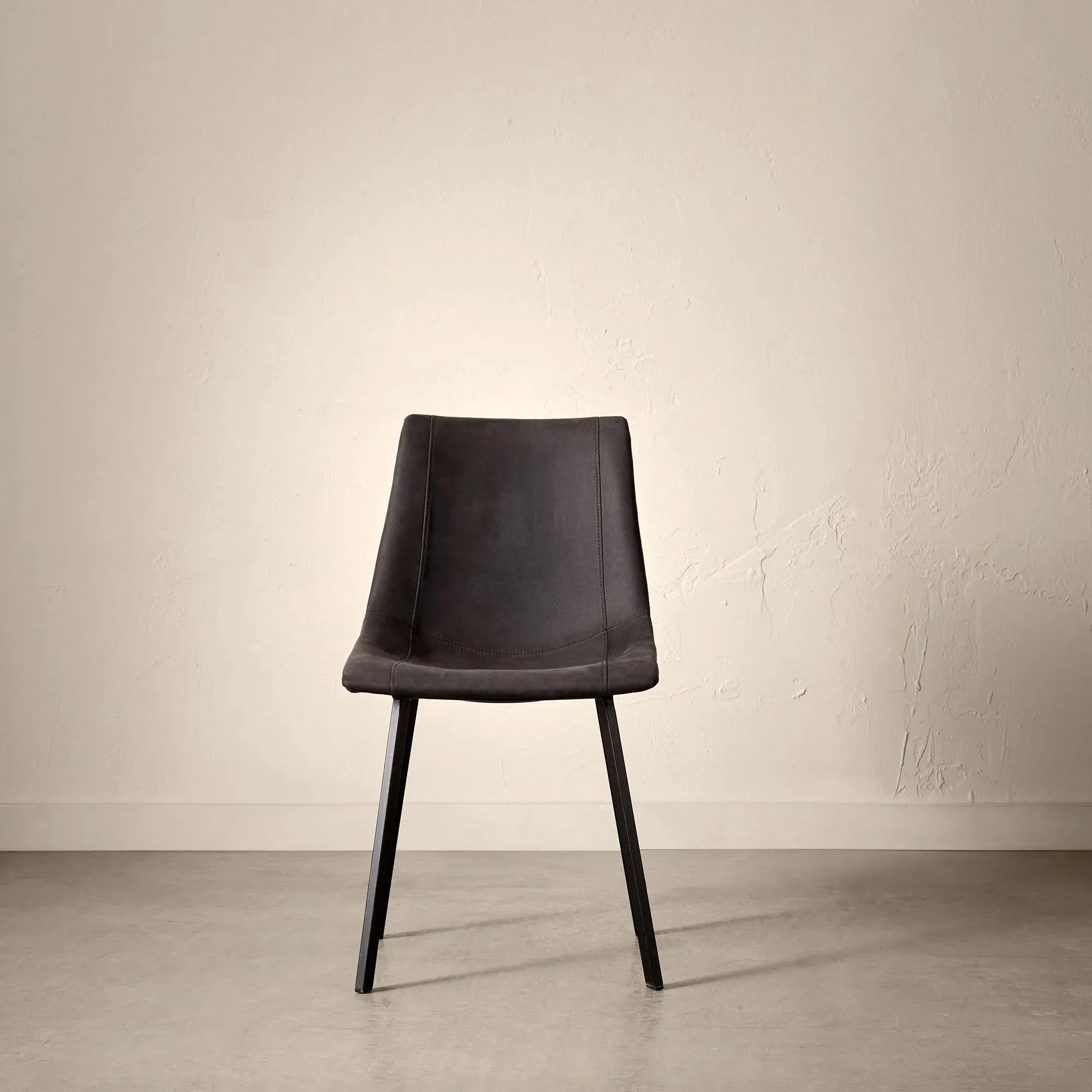 Black Textured Faux Leather and Metal Dining Chair - Image 3