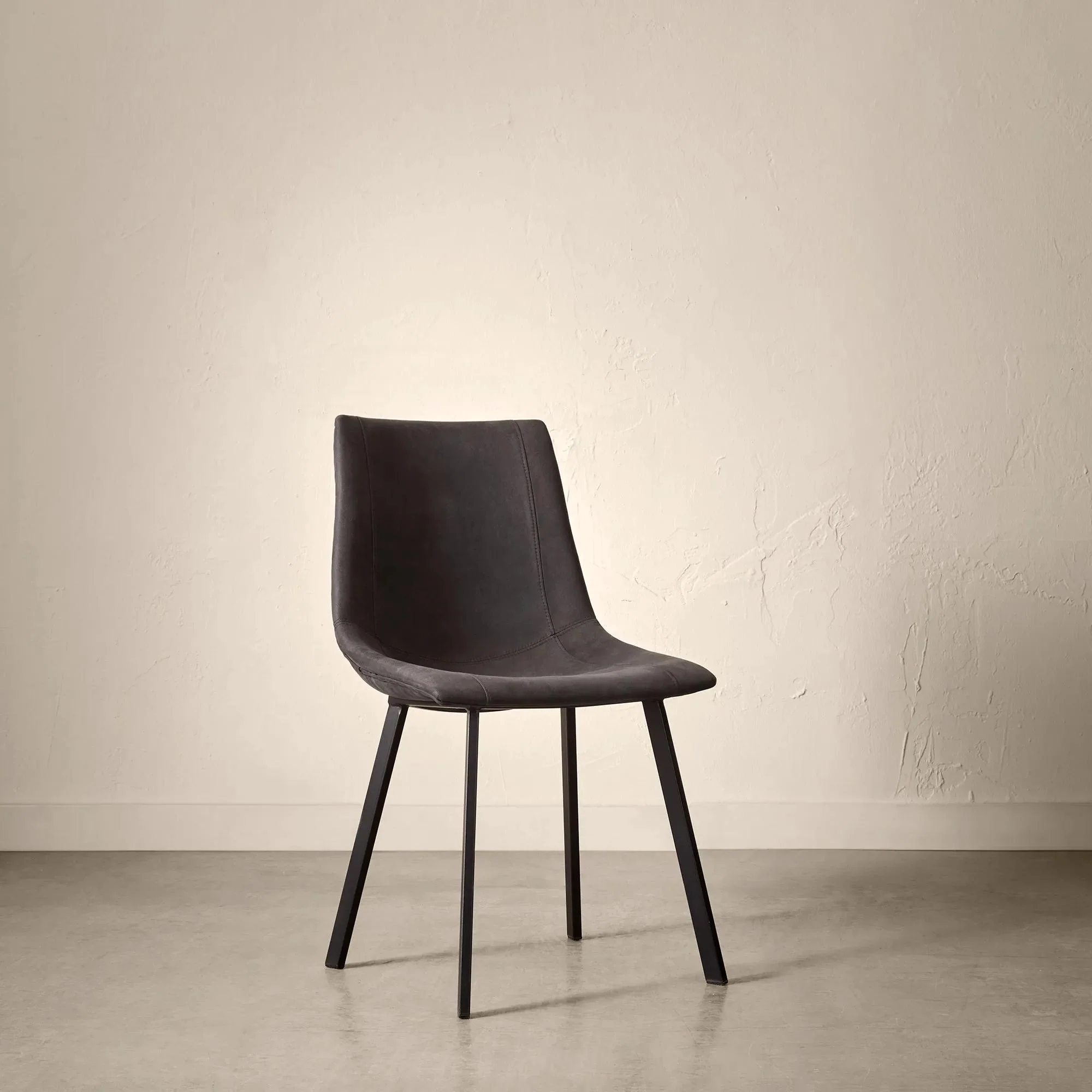 Black Textured Faux Leather and Metal Dining Chair - Image 4
