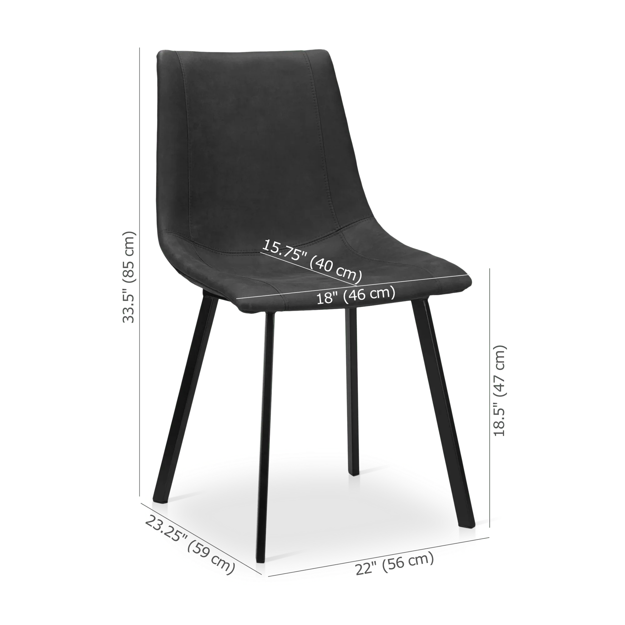 Black Textured Faux Leather and Metal Dining Chair - Image 9