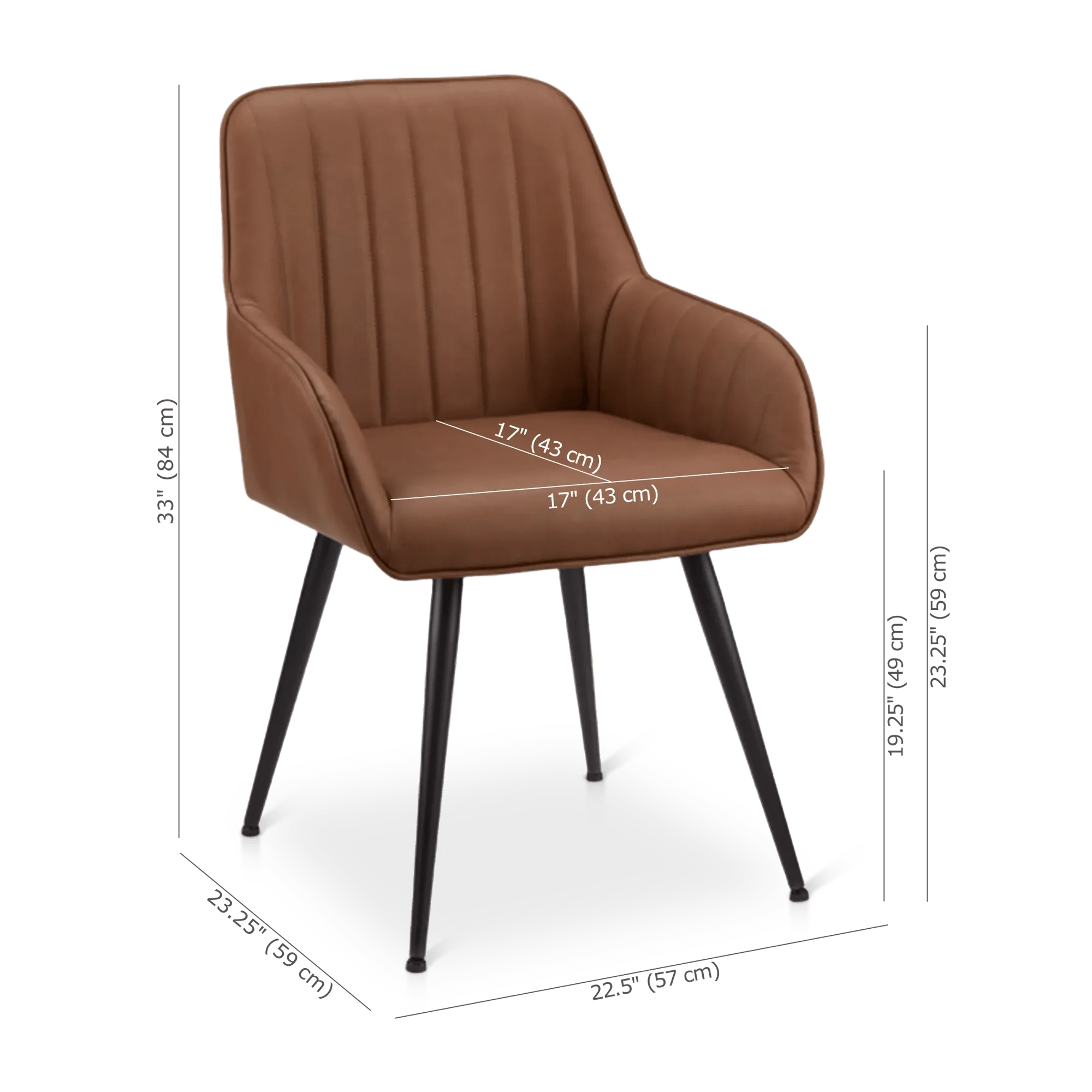 Textured Faux Leather and Metal Dining Chair - Image 6