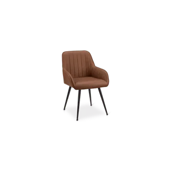 Textured Faux Leather and Metal Dining Chair - Image 8
