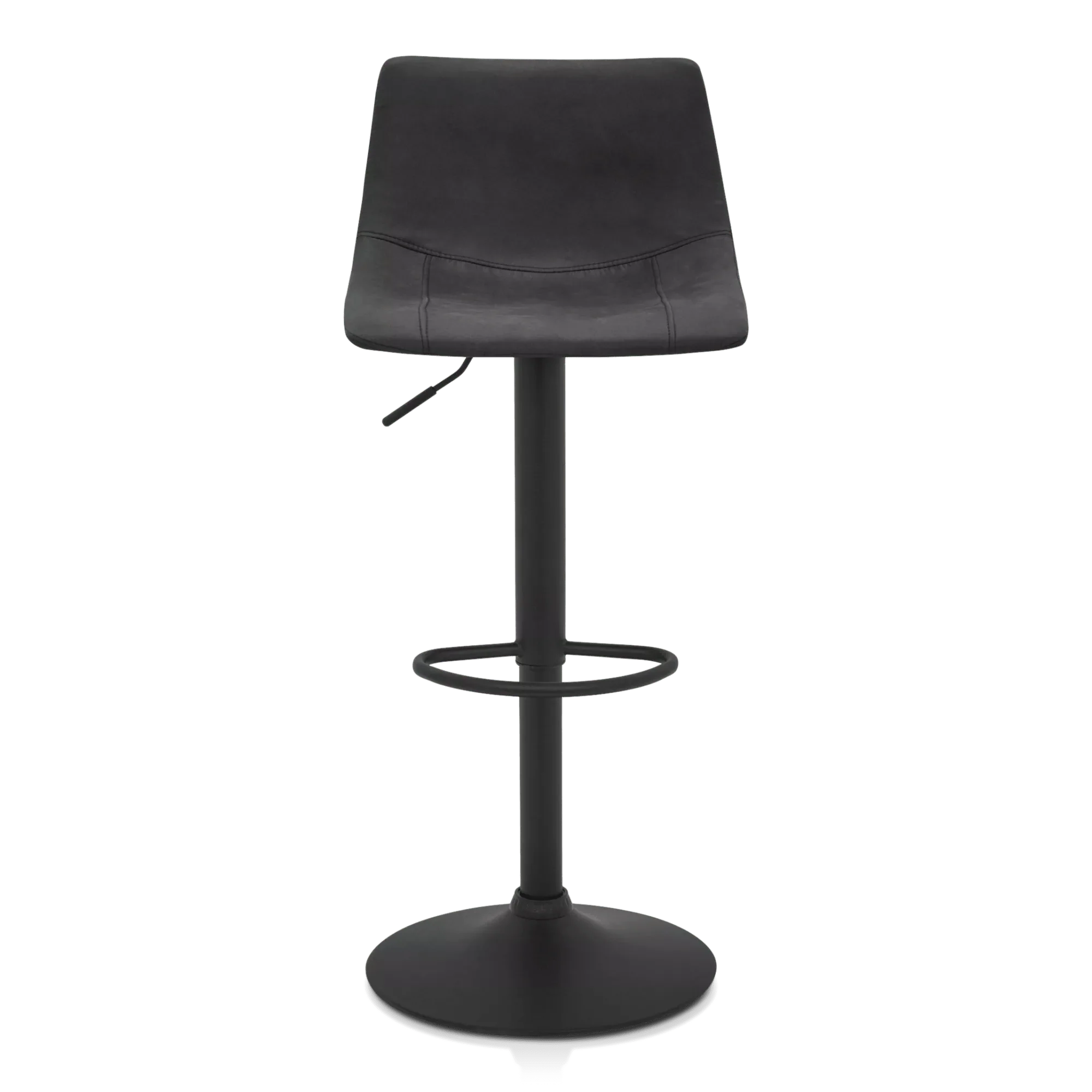 Black Textured Faux Leather & Metal Adjustable Bar Stool - Image 3