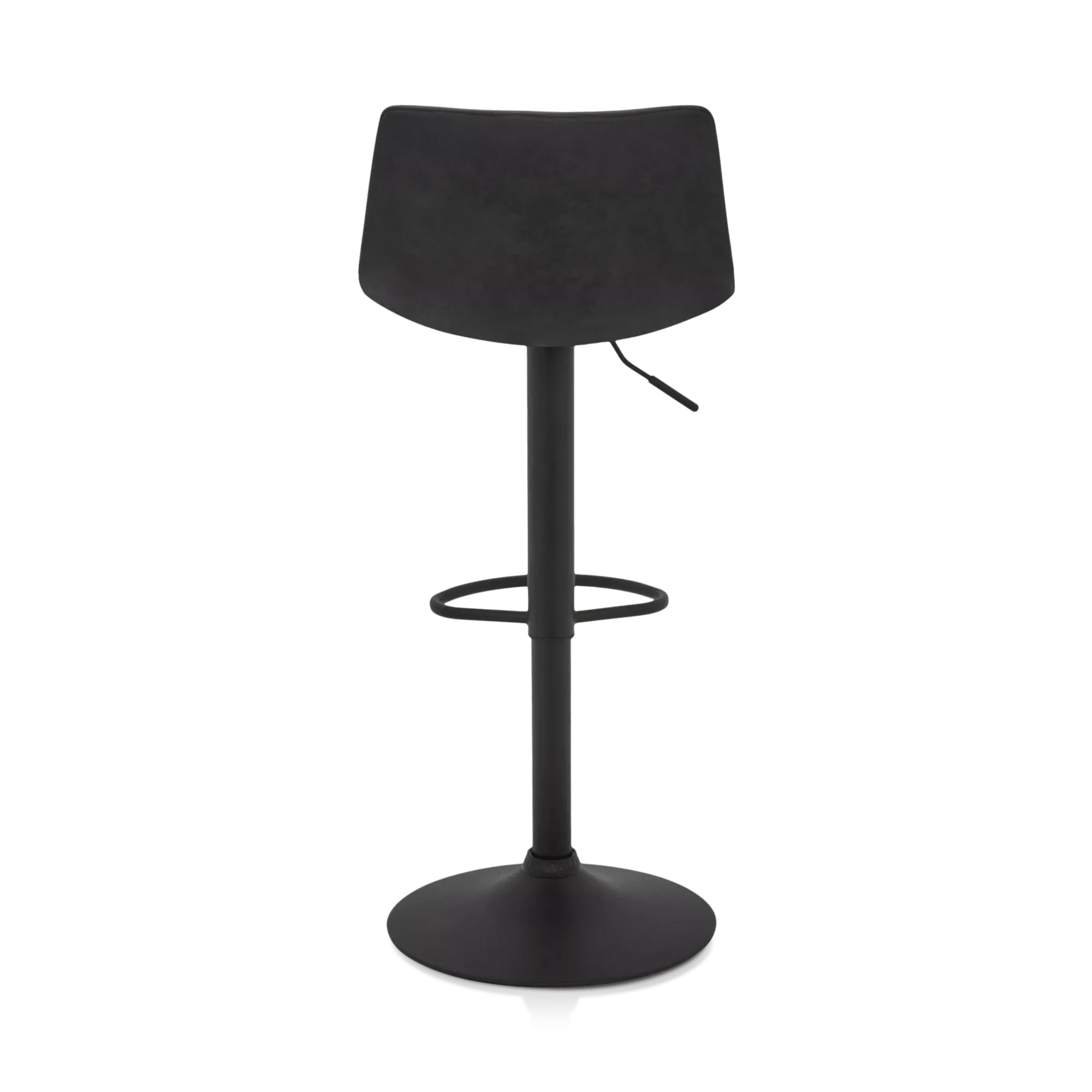 Black Textured Faux Leather & Metal Adjustable Bar Stool - Image 4