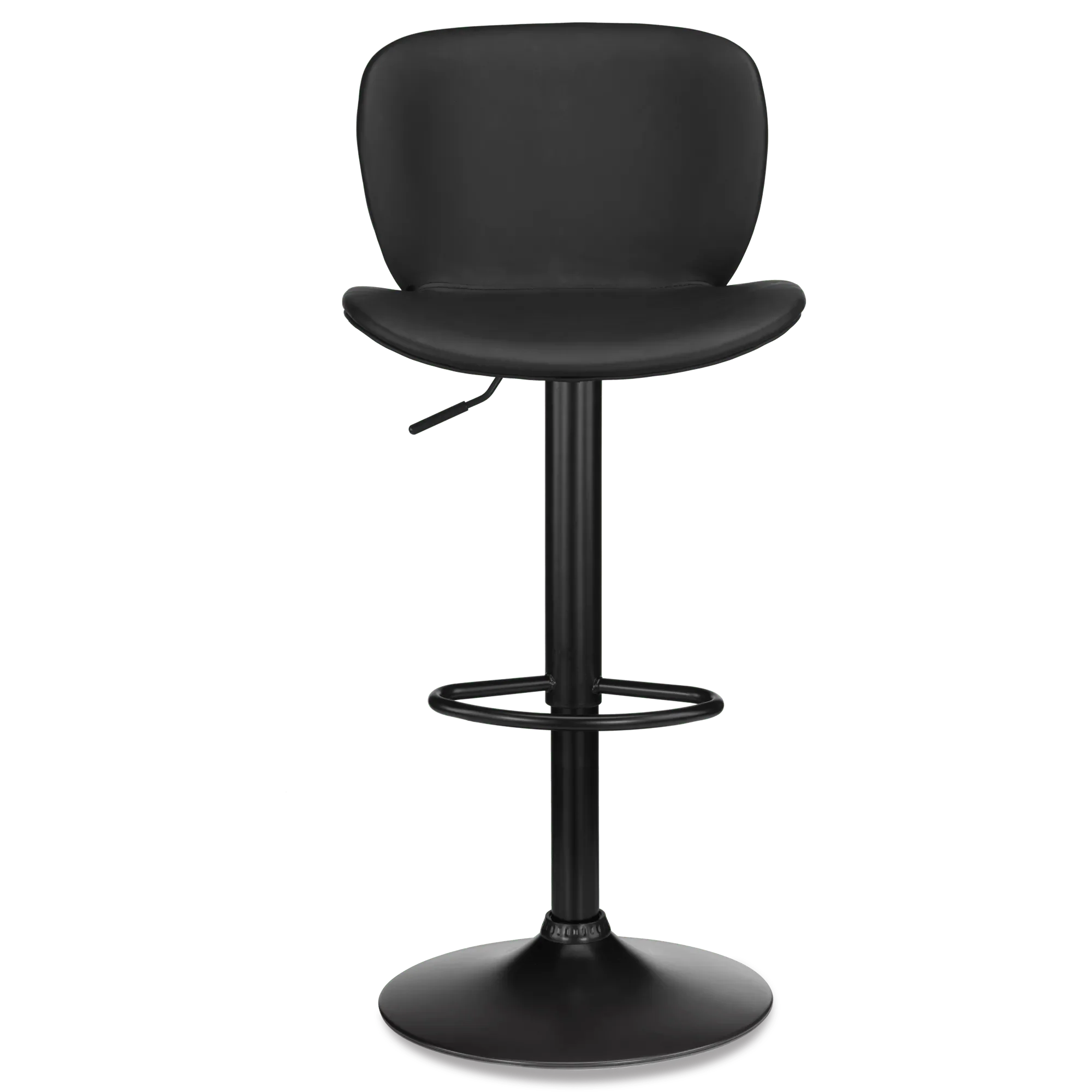 Black Textured Faux Leather & Metal Adjustable Bar Stool - Image 3