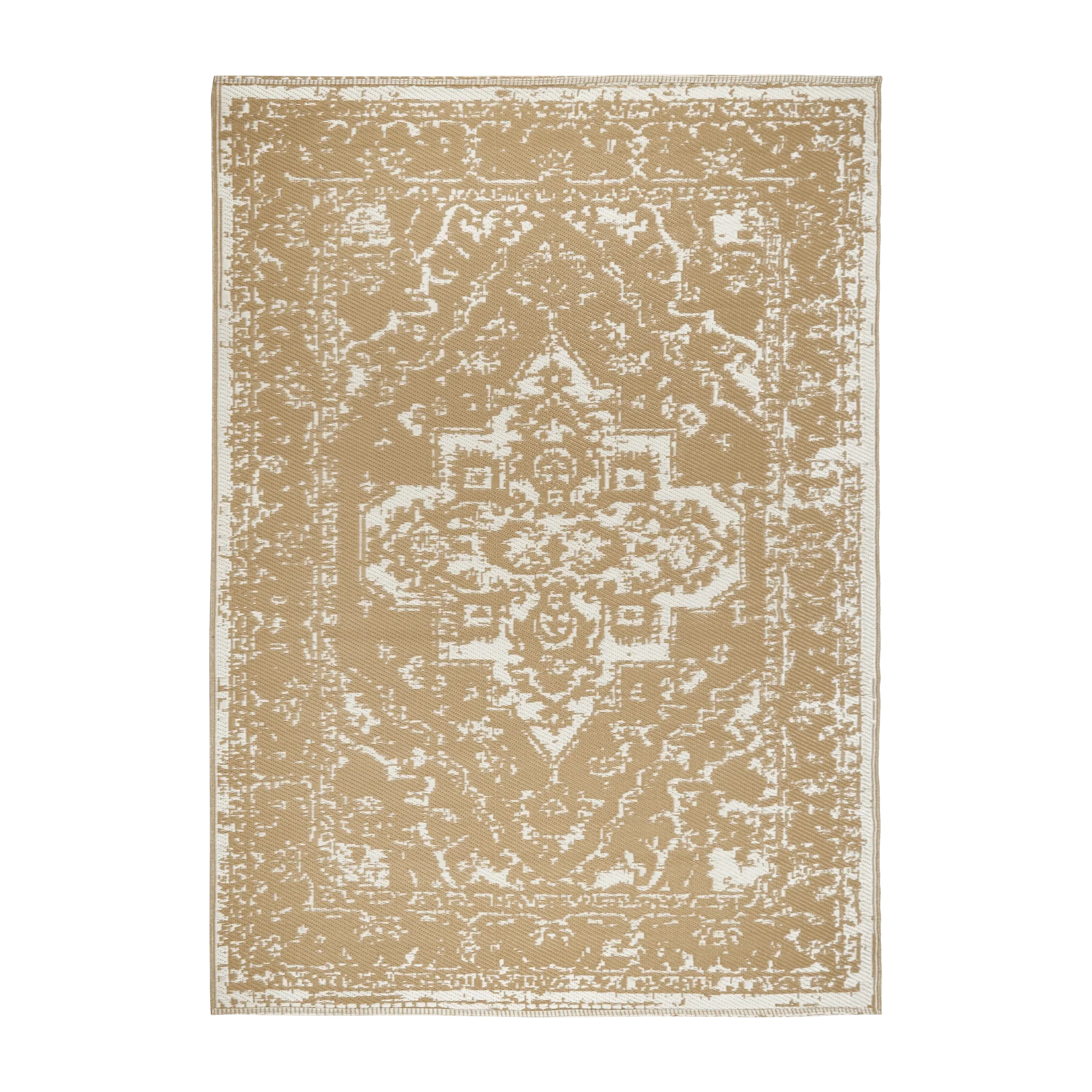 Two-Tone Beige Medallion Reversible Rug - Image 3