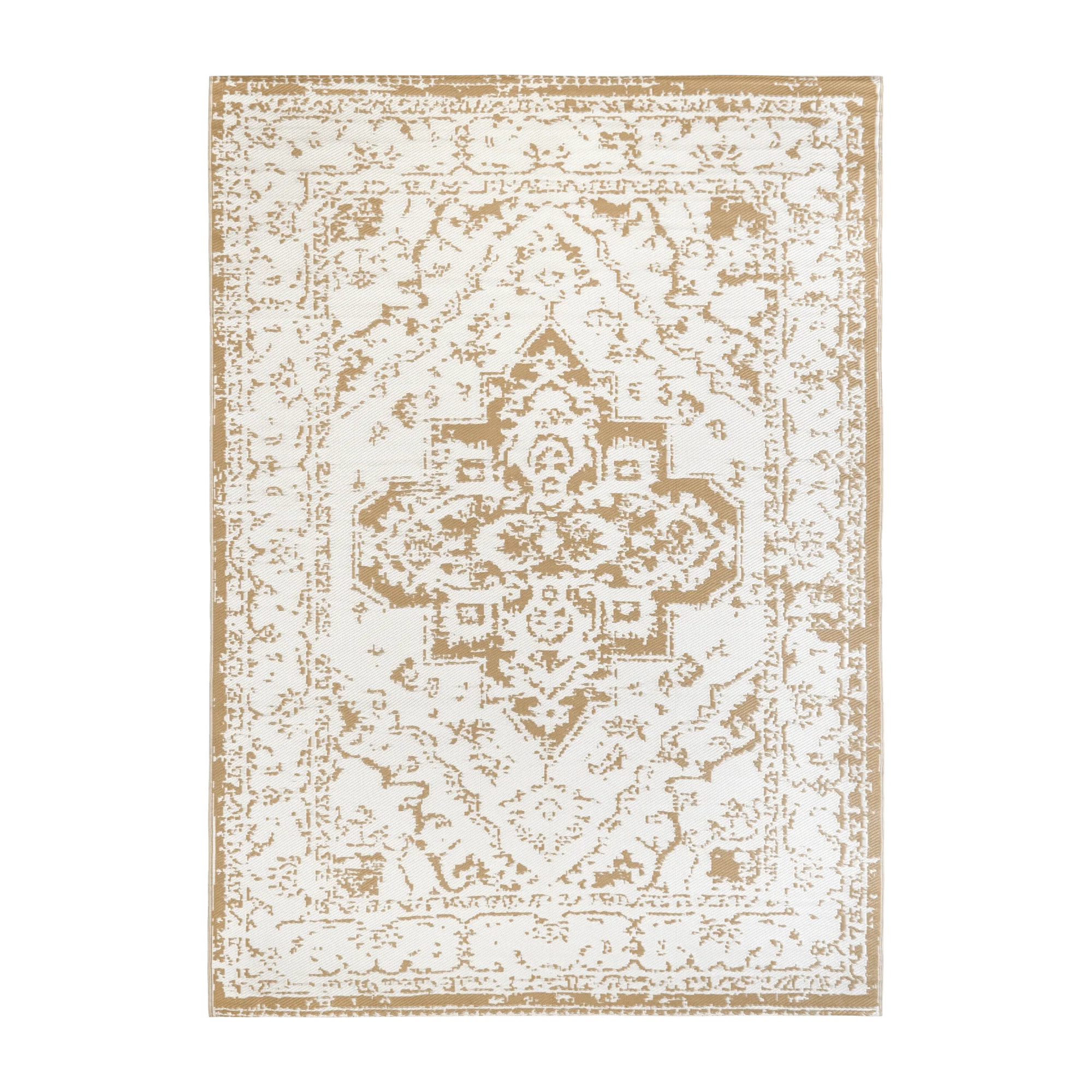 Two-Tone Beige Medallion Reversible Rug - Image 5