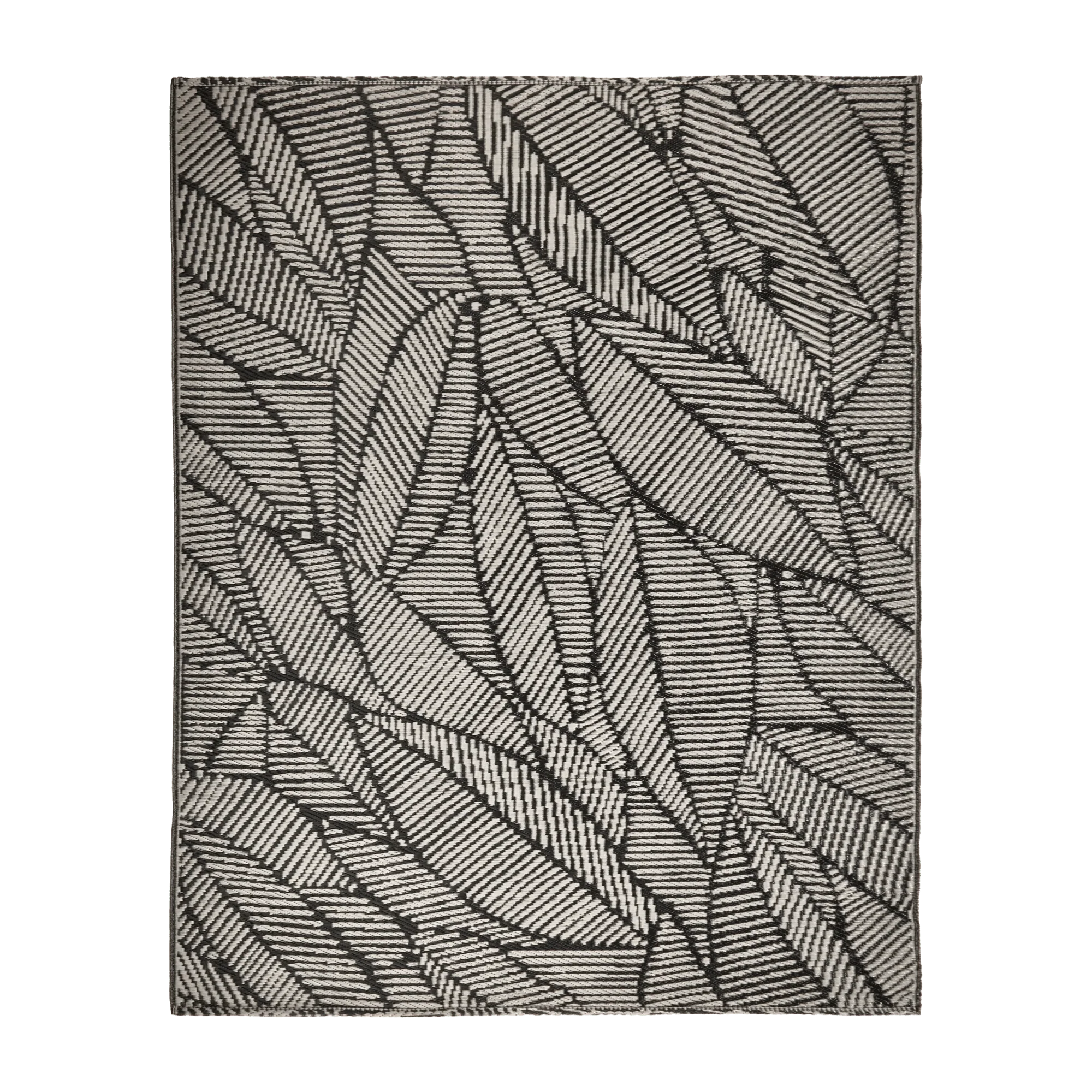 Two-Tone Black Leaf Print Reversible Rug 8x10 - Image 2
