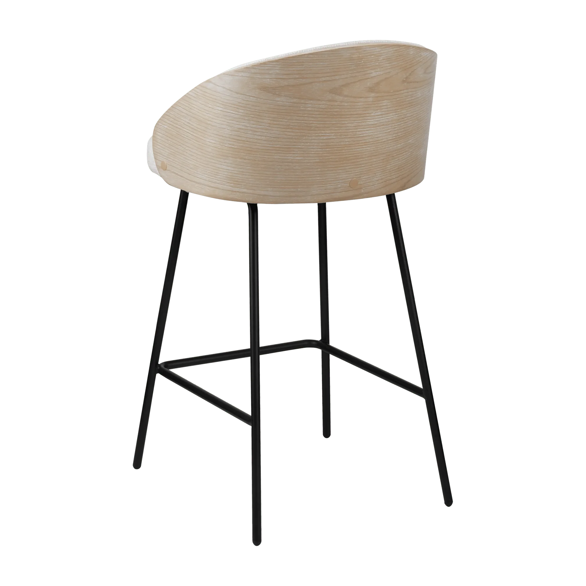 Upholstered Bar Stool with Wood Back - Image 3