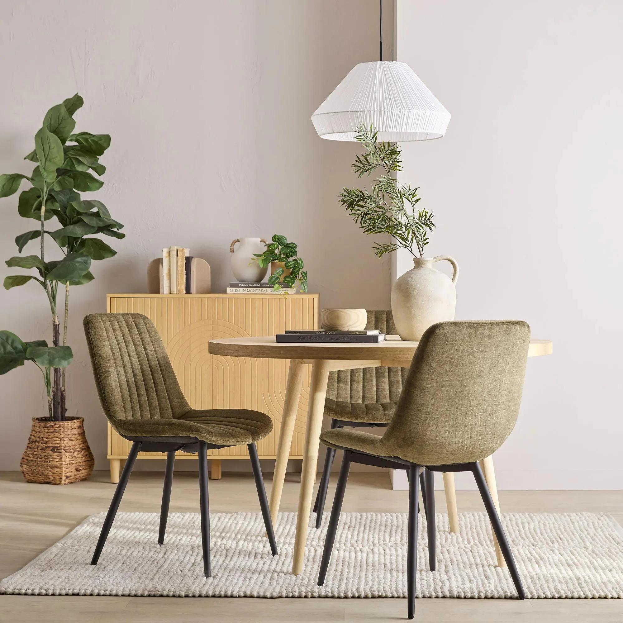 Velvet Fabric and Metal Dining Chair - Image 2