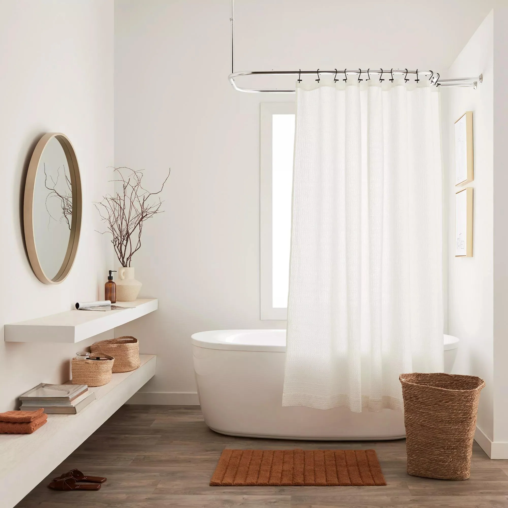 White Waffy Essential Shower Curtain - Image 5
