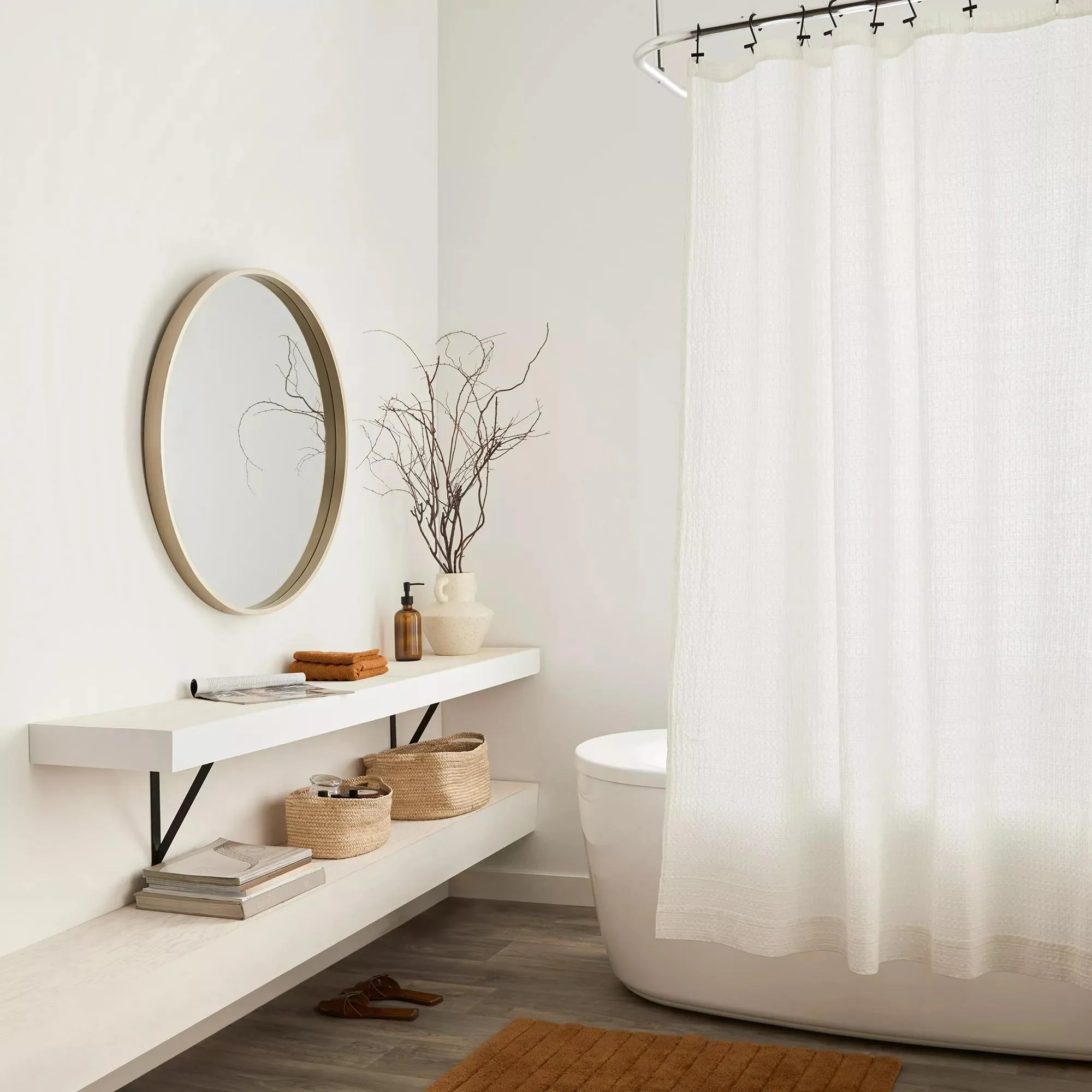 White Waffy Essential Shower Curtain - Image 6