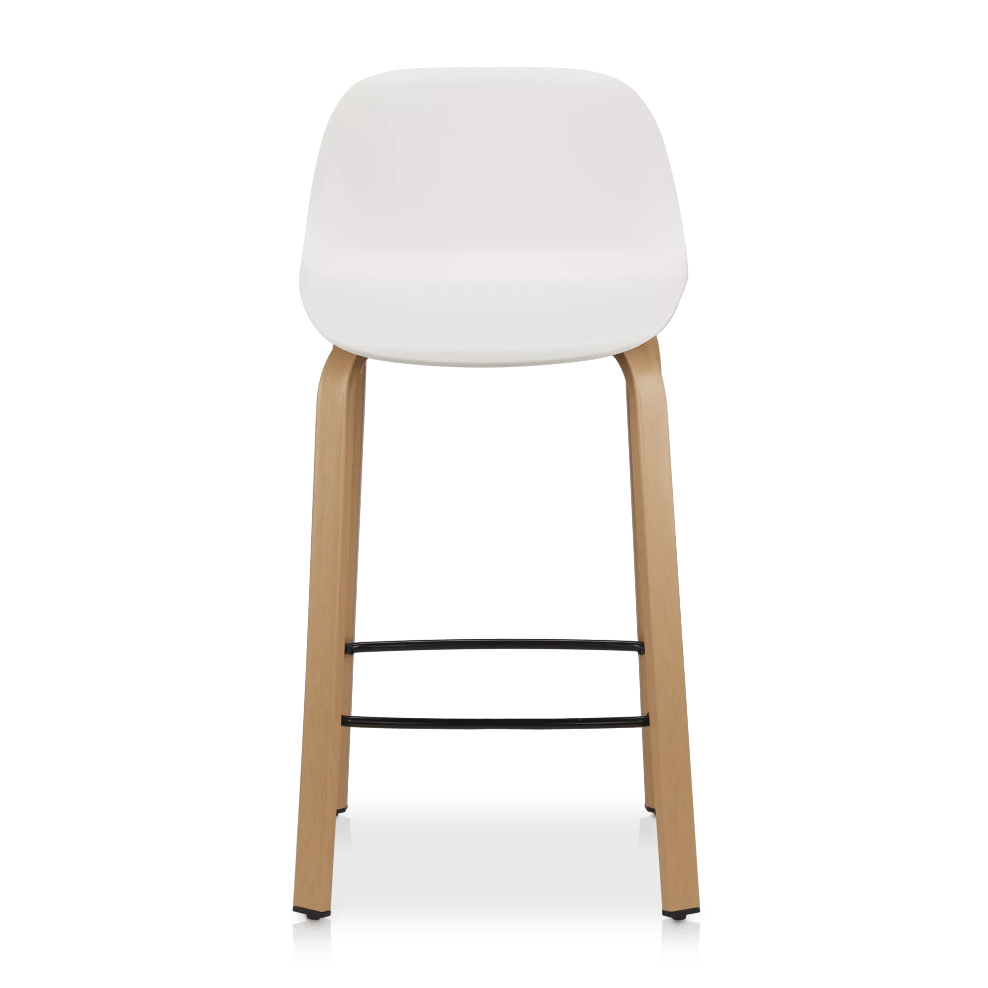 White Bar Stool with Natural Wood Legs - Image 3