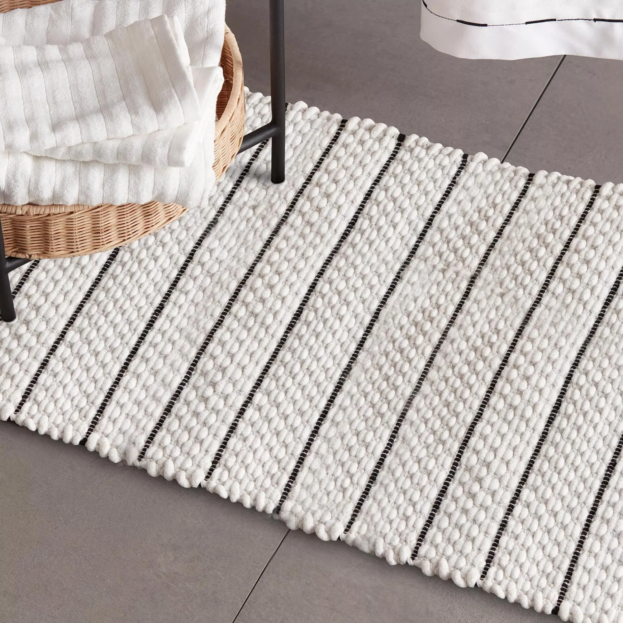 White Bathmat with Black Stripes - Image 2