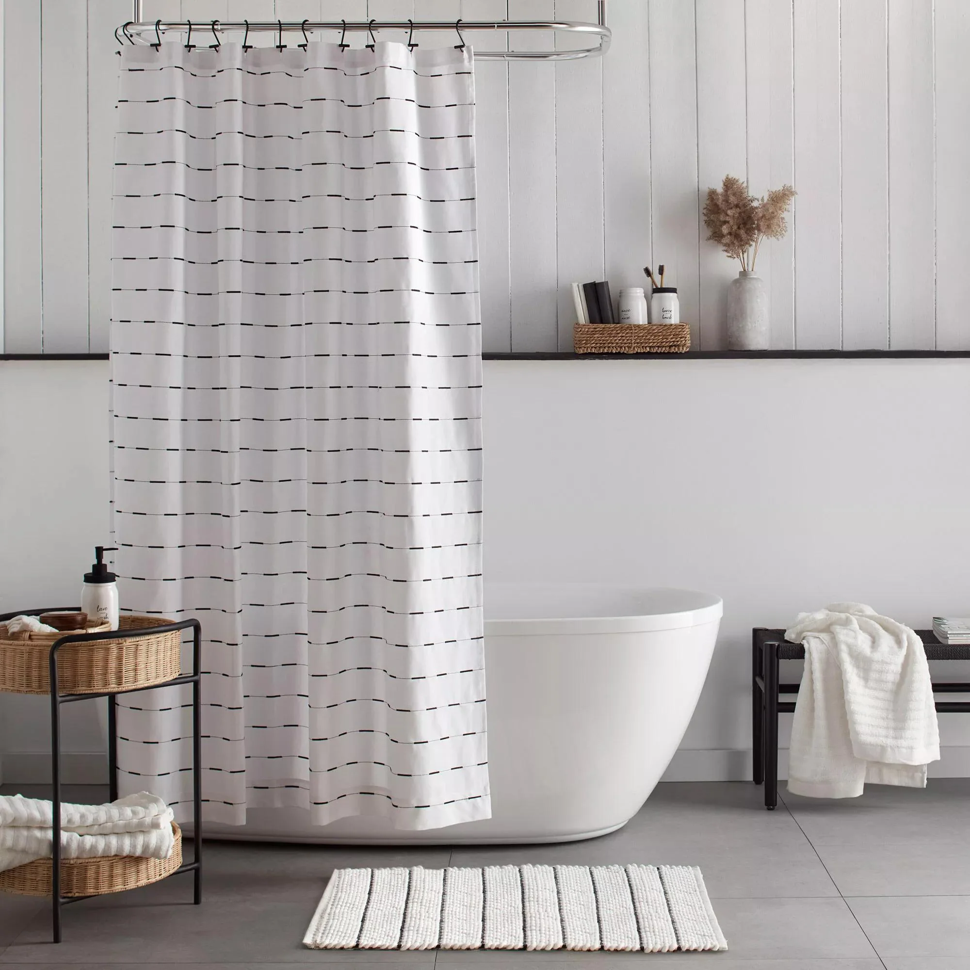 White Bathmat with Black Stripes - Image 3