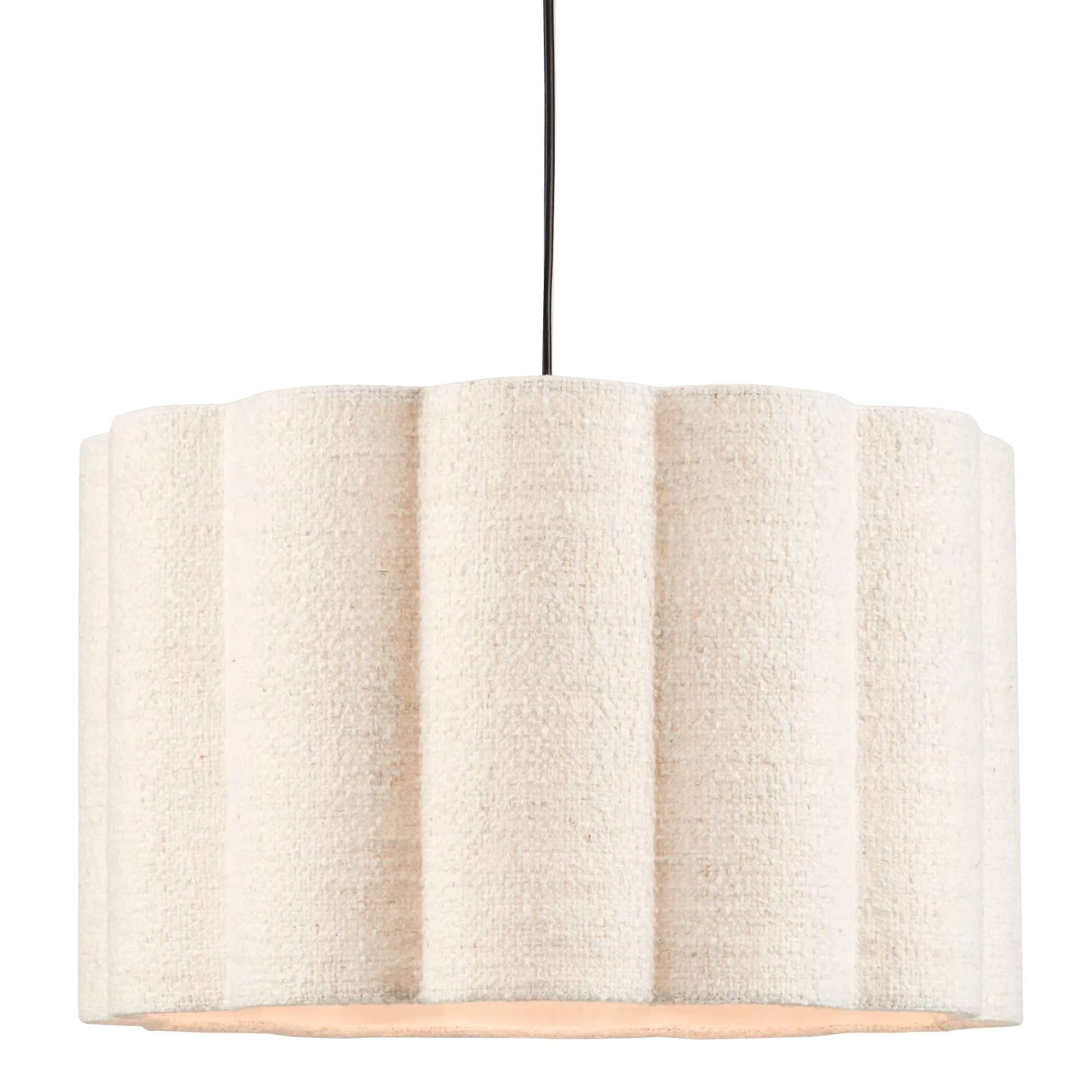 White Boucle Fabric Ceiling Lamp - Image 2