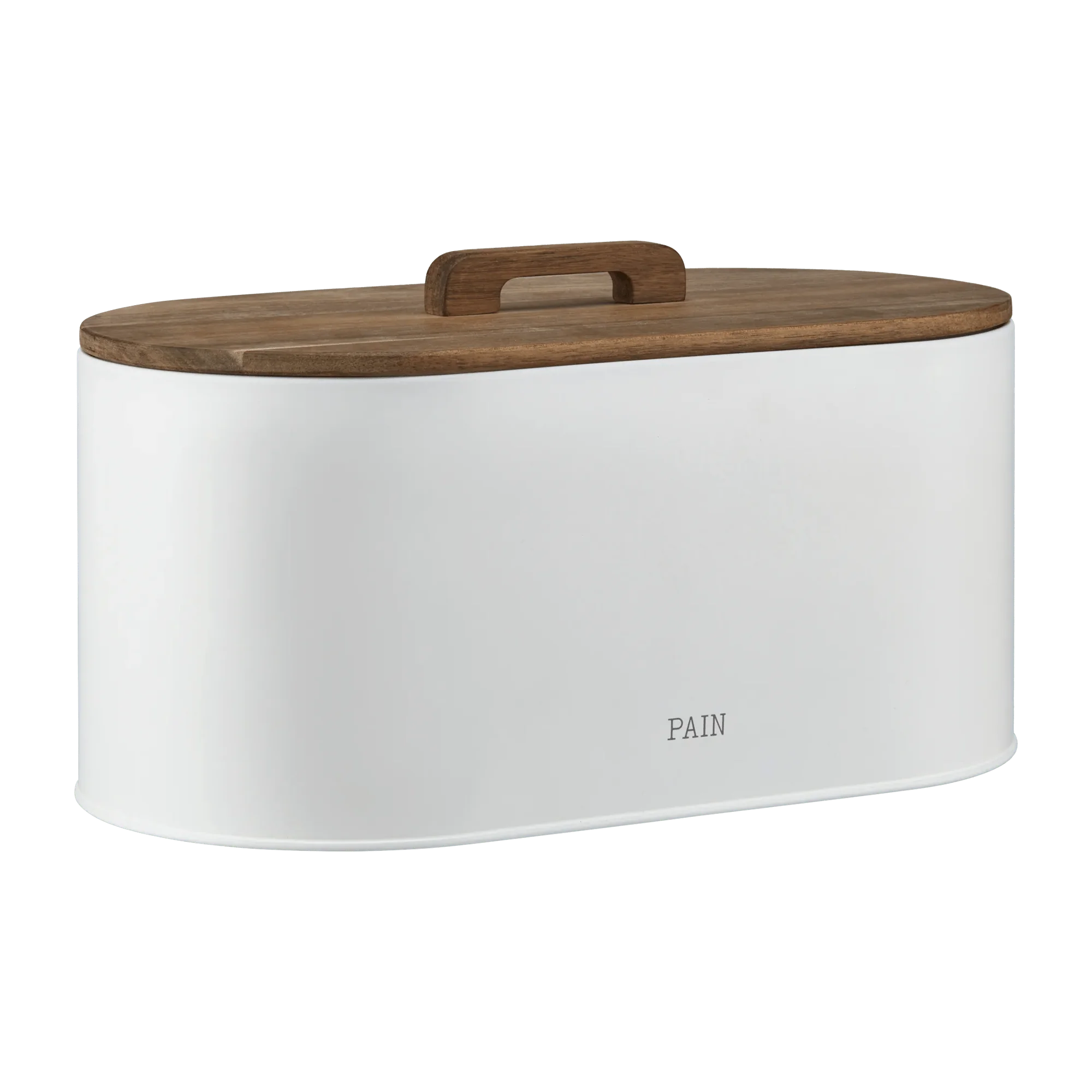 White Bread Box with Wooden Lid - Image 3