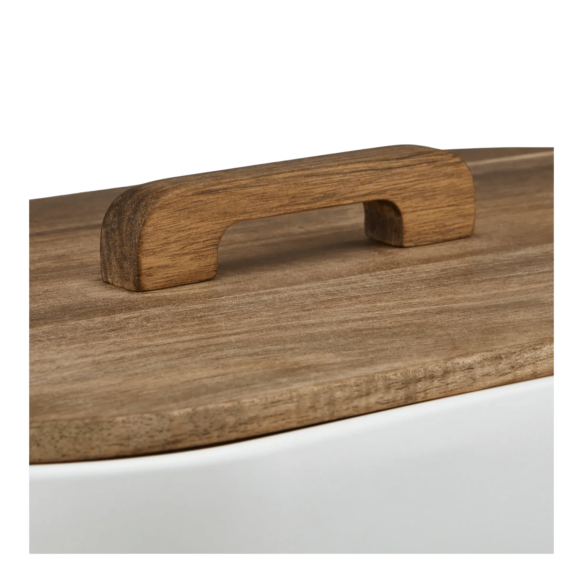White Bread Box with Wooden Lid - Image 5