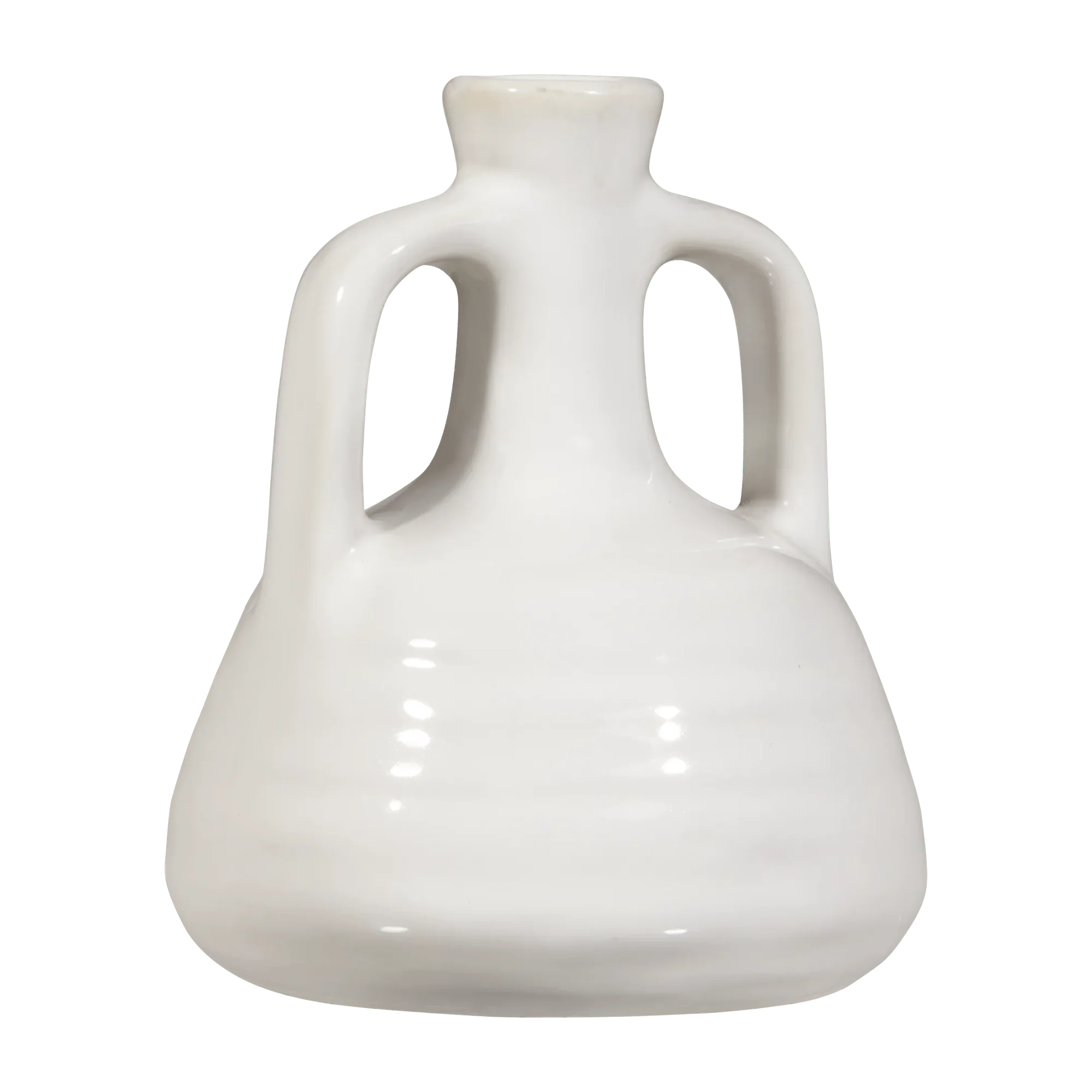 White Ceramic Double-Handle Vase - Image 2