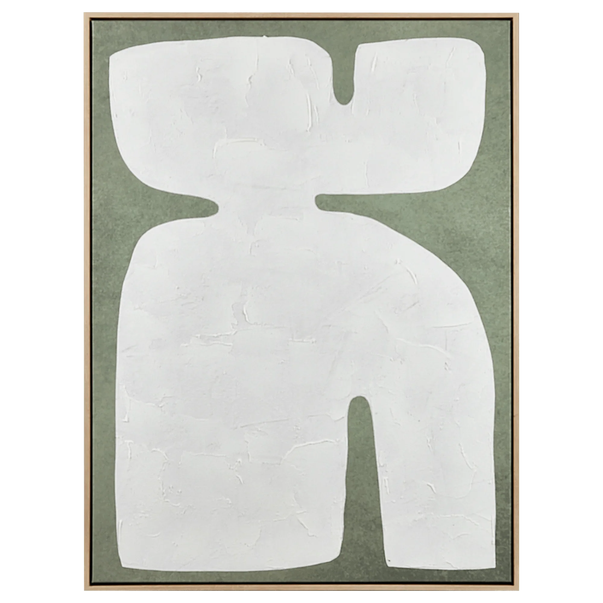 White Form on Green Framed Art