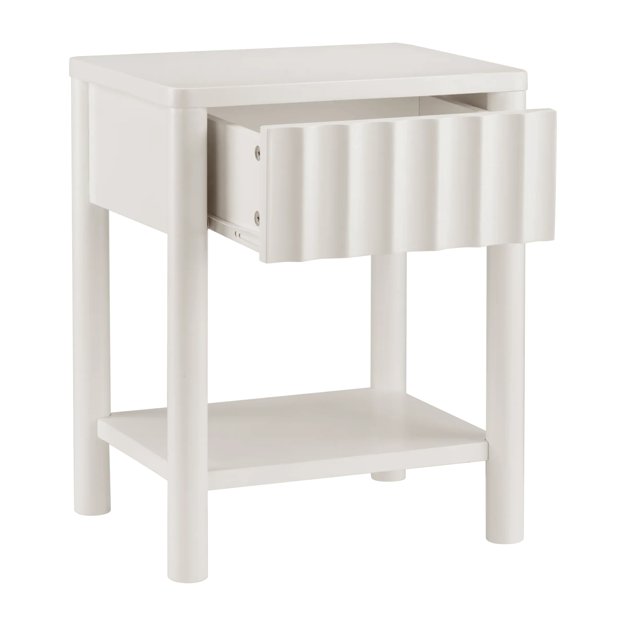 White Nightstand with Drawer - Image 2