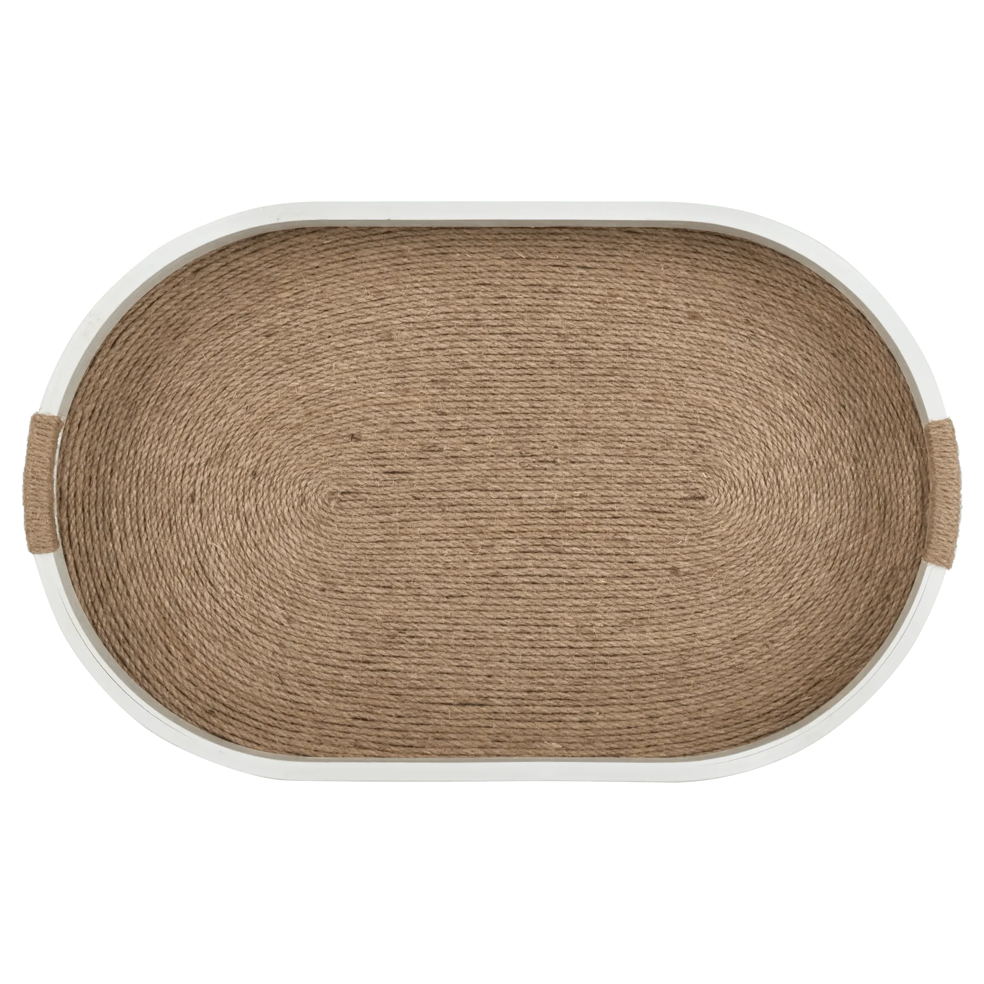White Serving Tray with Jute Bottom - Image 3