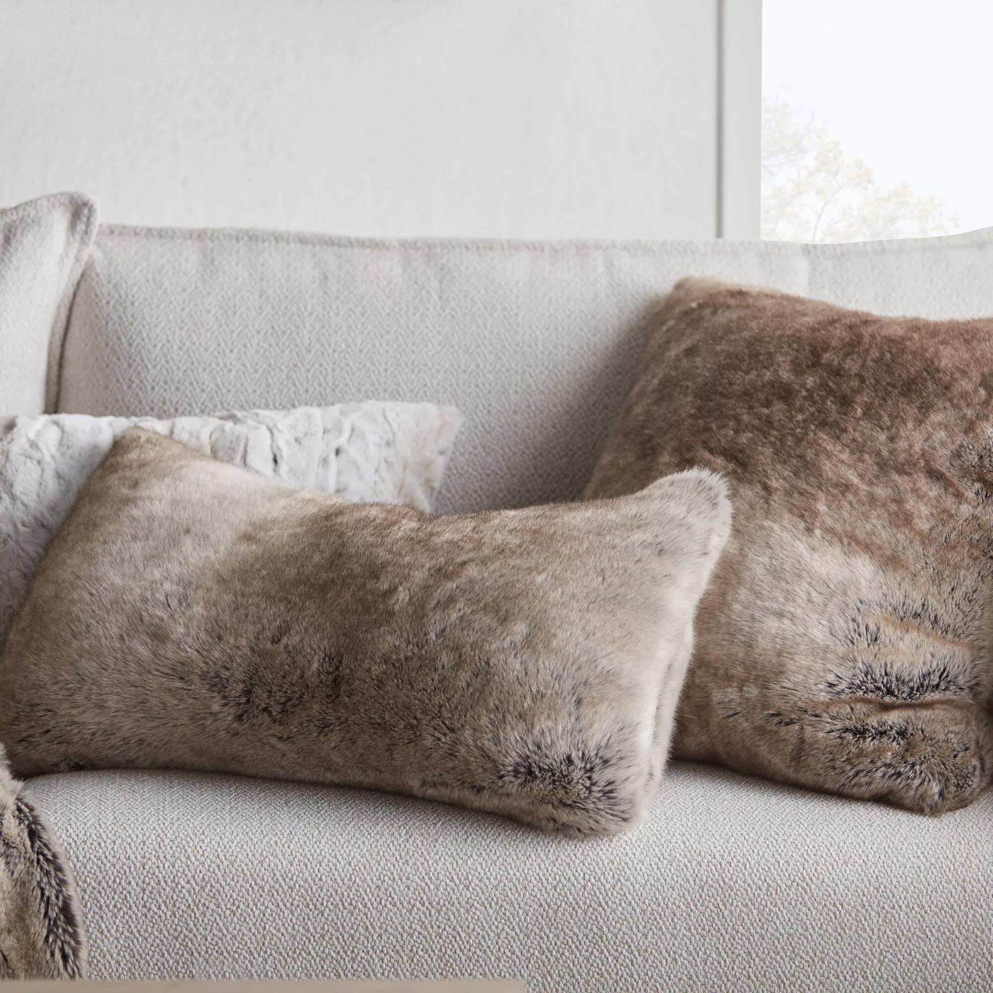 Wolf Faux Fur Decorative Lumbar Pillow - Image 3
