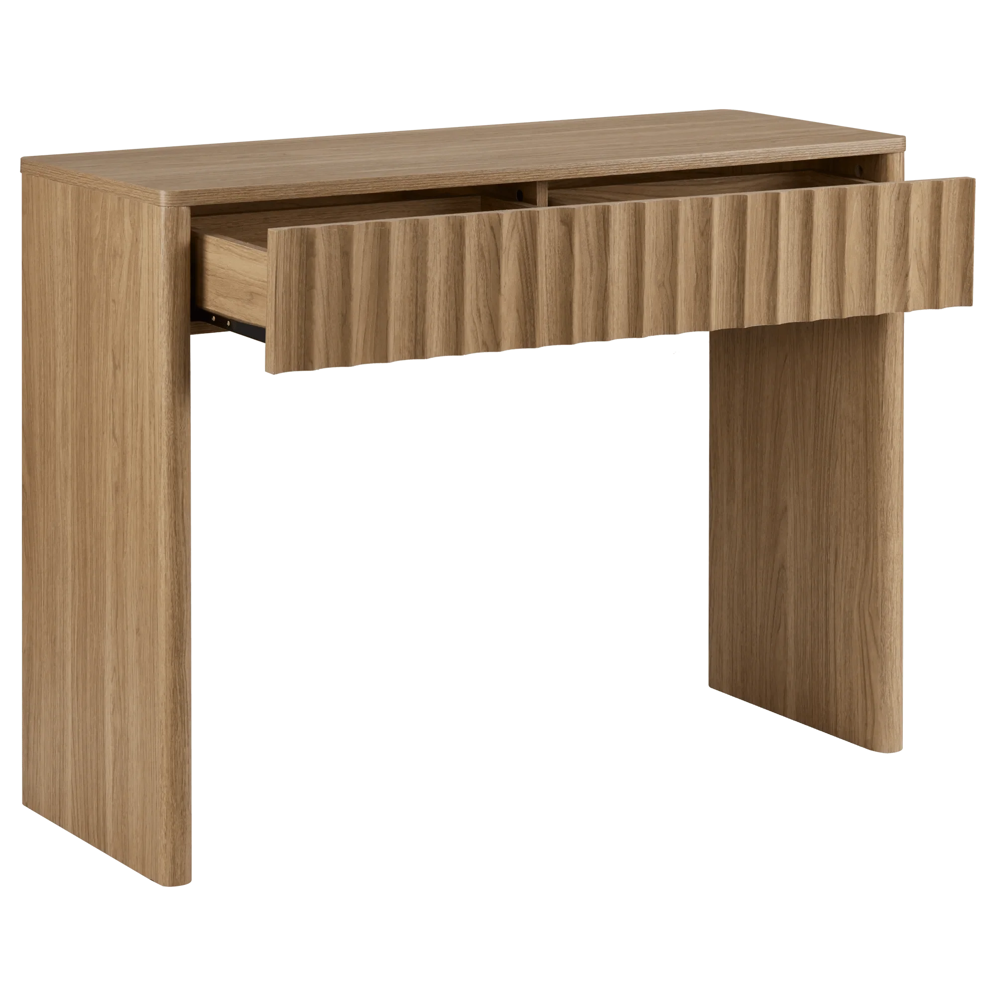 Wood console with ribbed drawer - Image 3