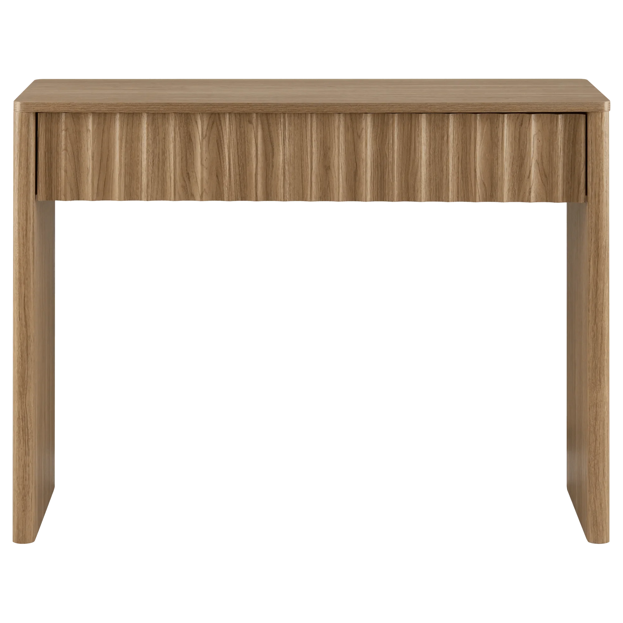 Wood console with ribbed drawer - Image 4