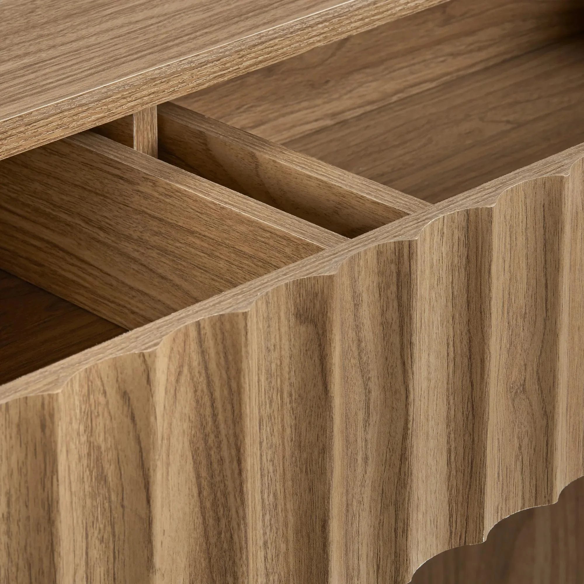 Wood console with ribbed drawer - Image 6