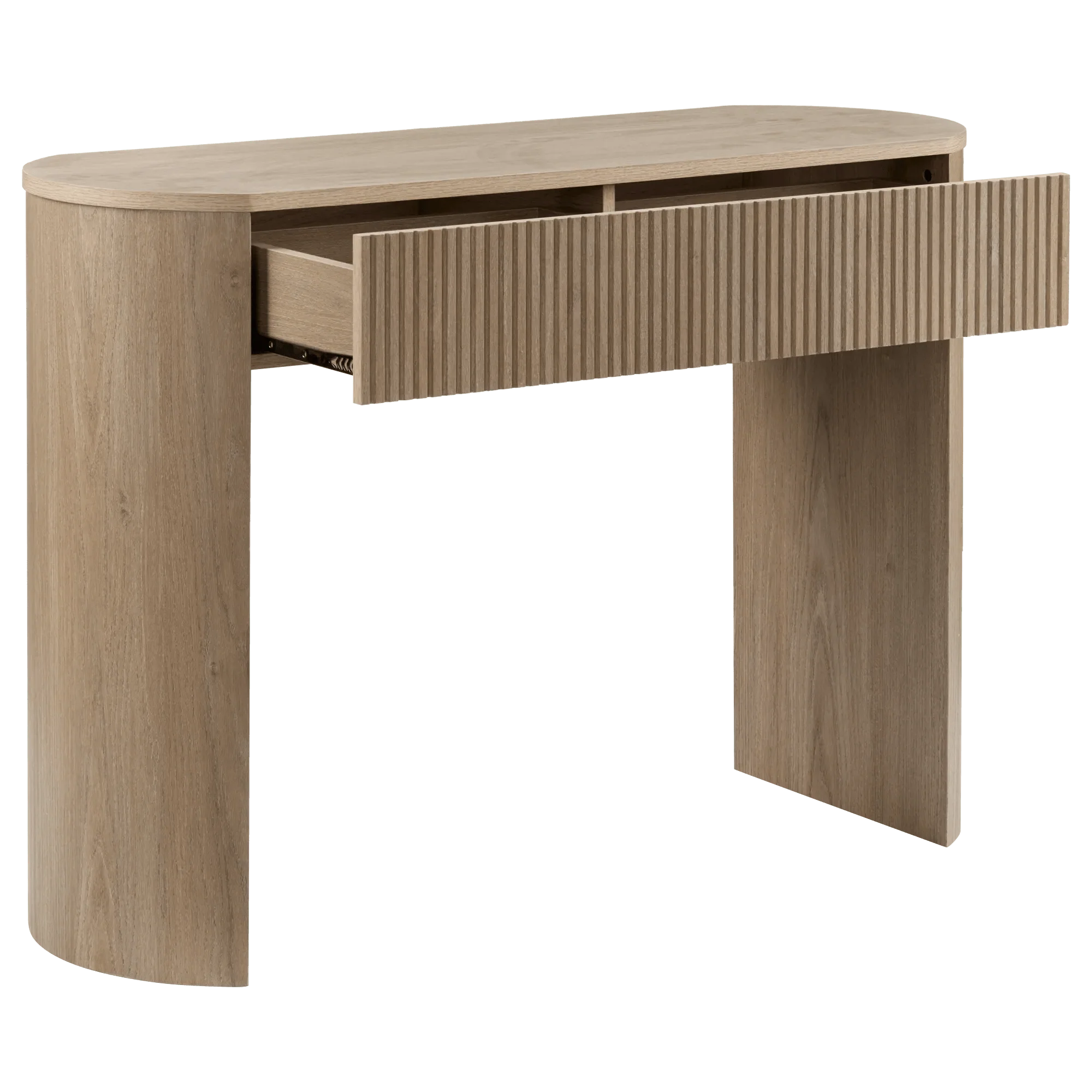 Wood console with ribbed drawer - Image 2