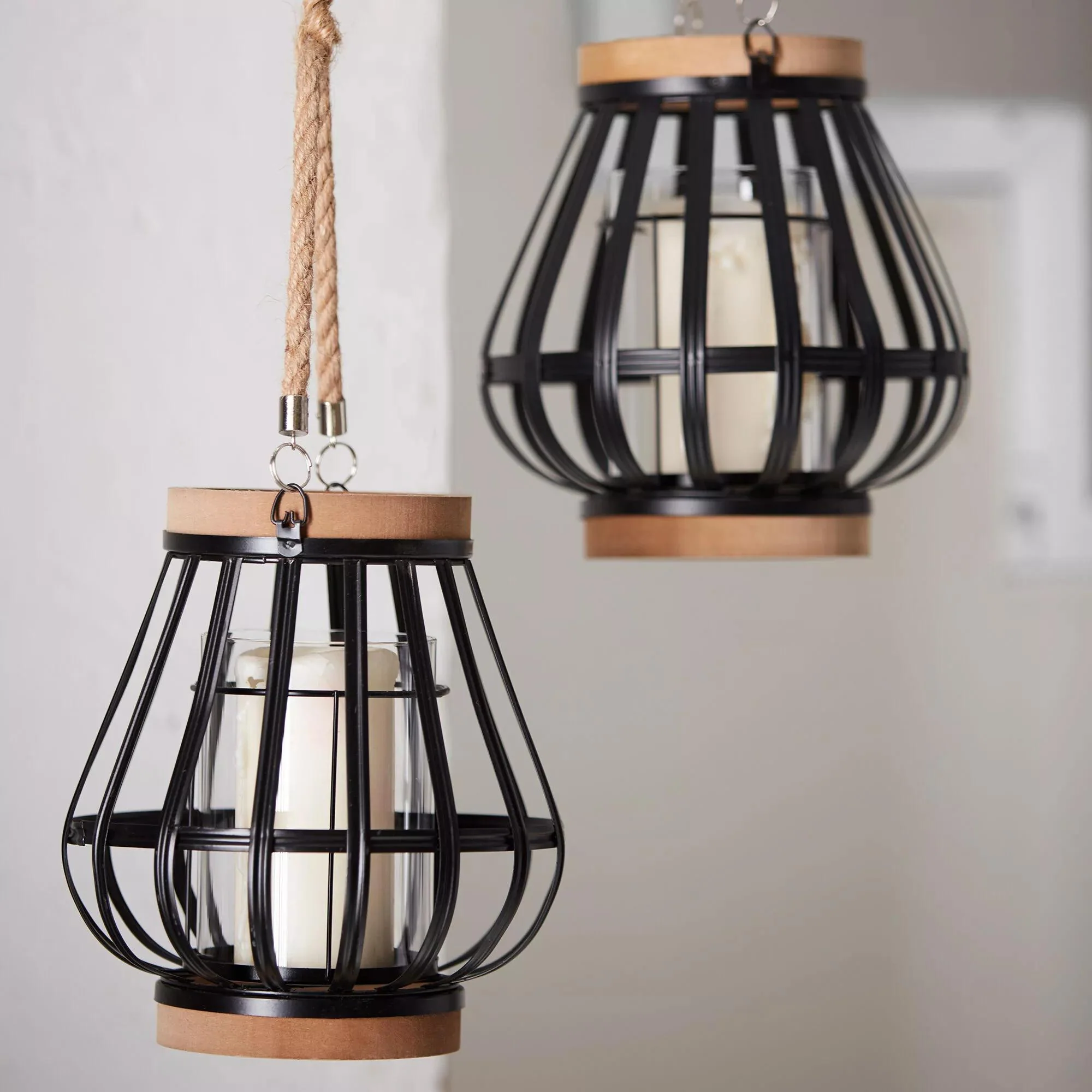 Wood-Like & Metal Lantern - Image 3