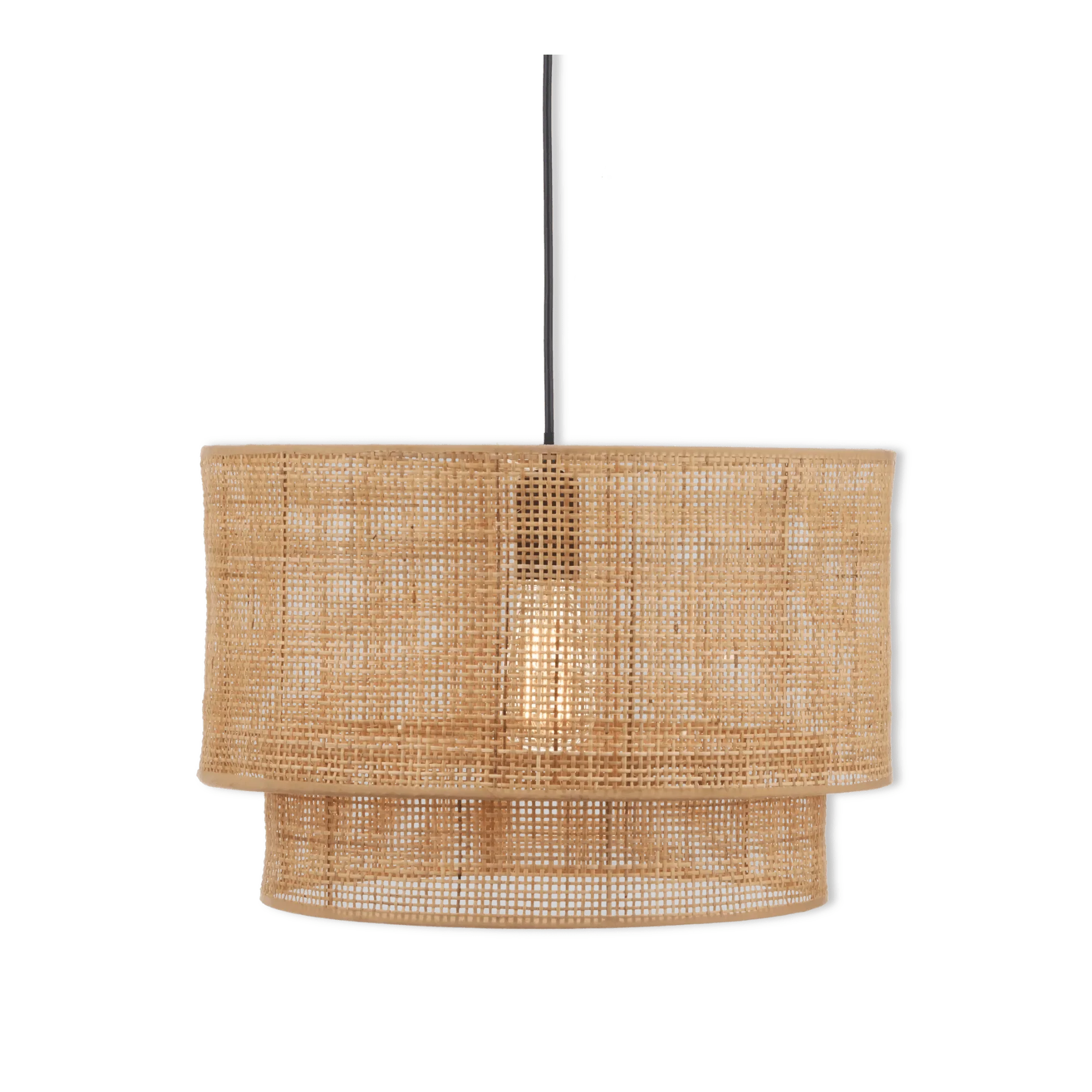 Wood & Rattan Ceiling Lamp - Image 4