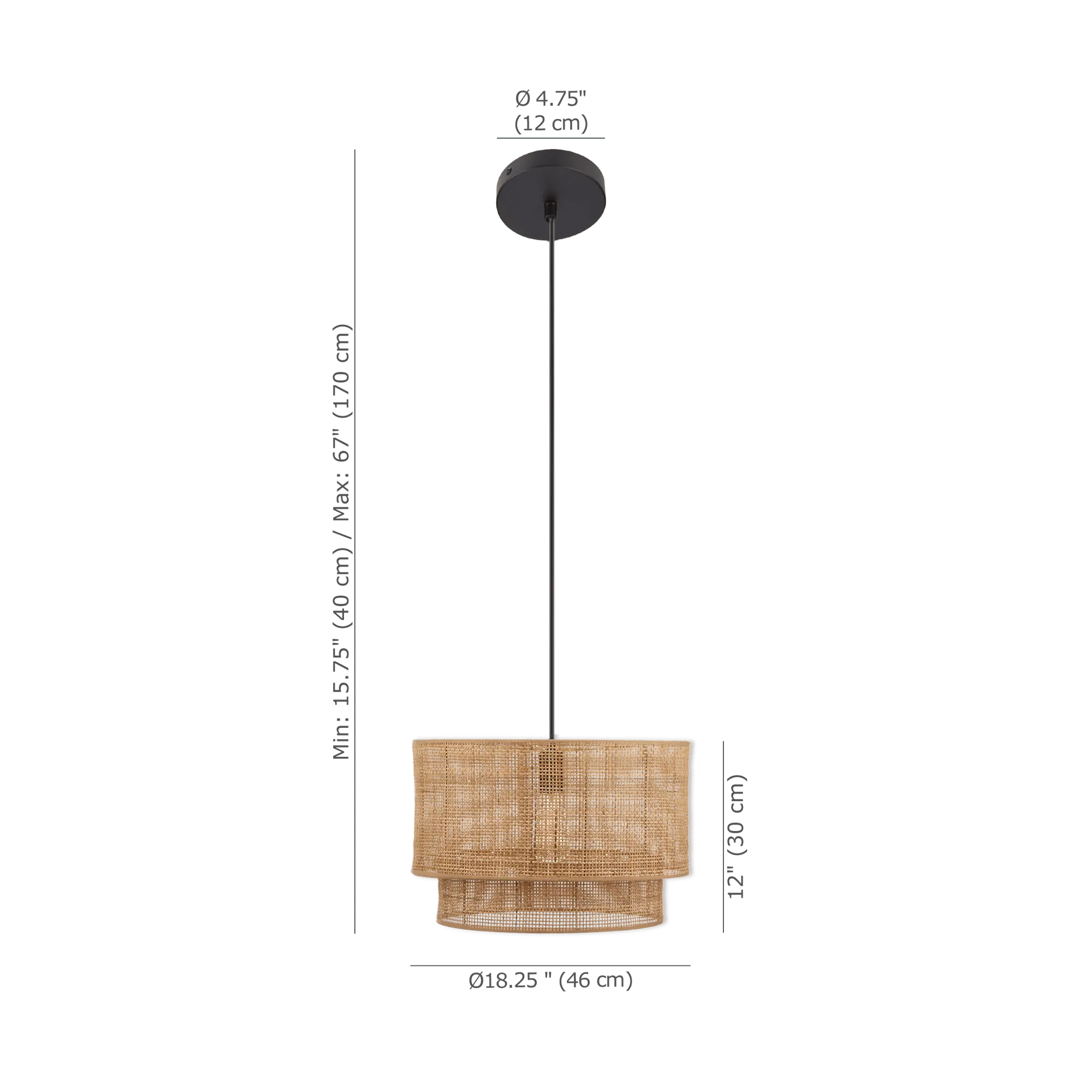Wood & Rattan Ceiling Lamp - Image 9