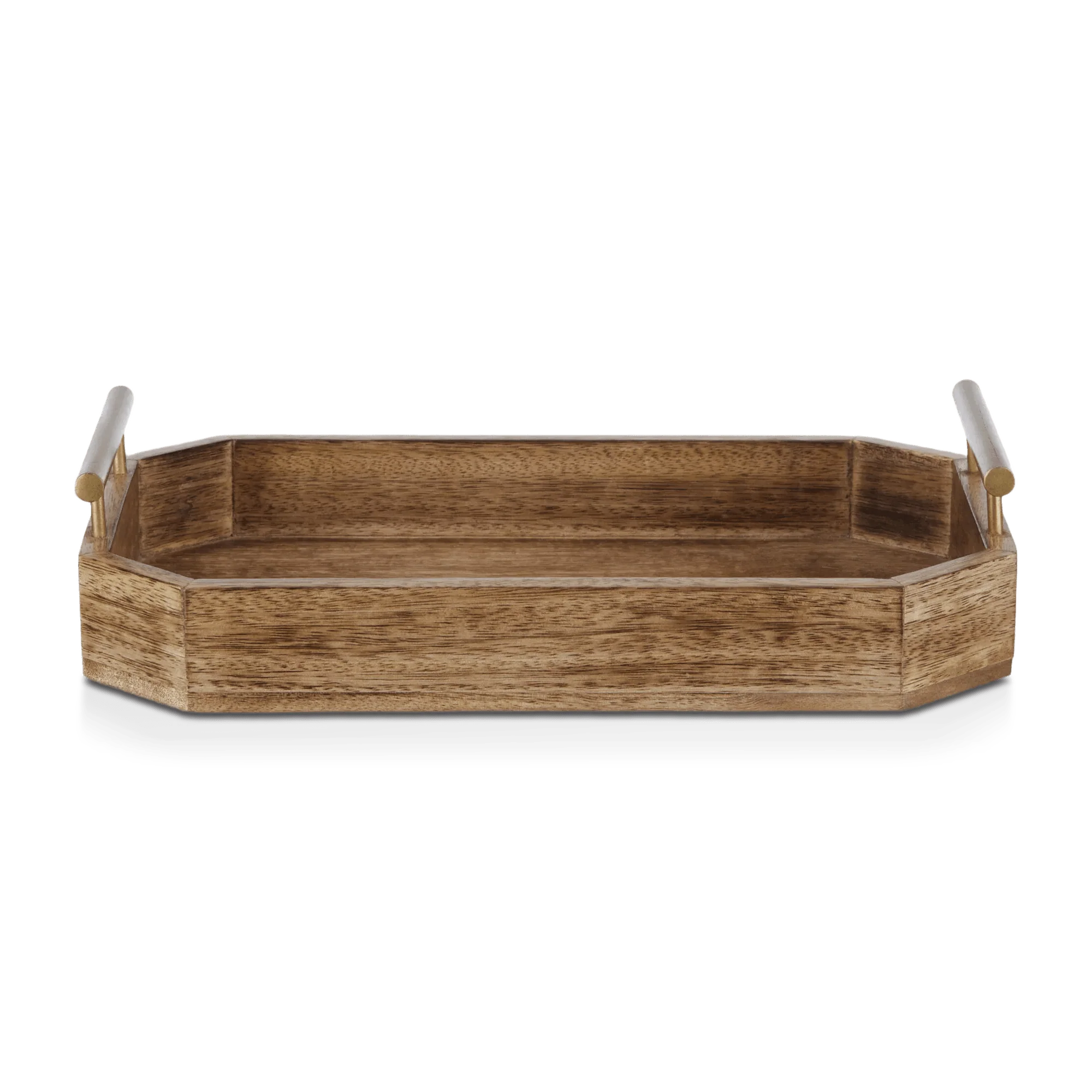Wood Rectangular Tray with Handles - Image 3