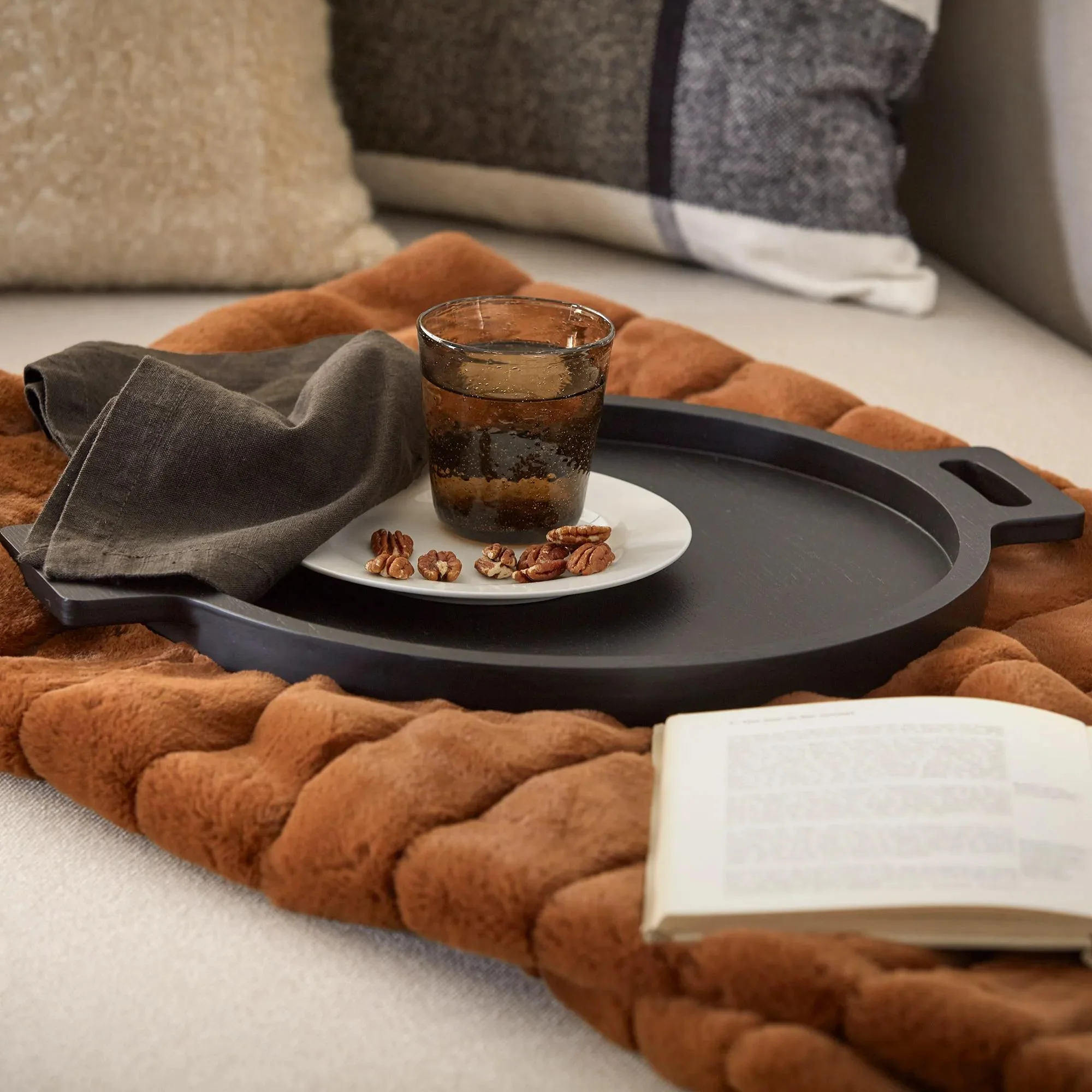 Wood Round Tray with Handles - Image 2