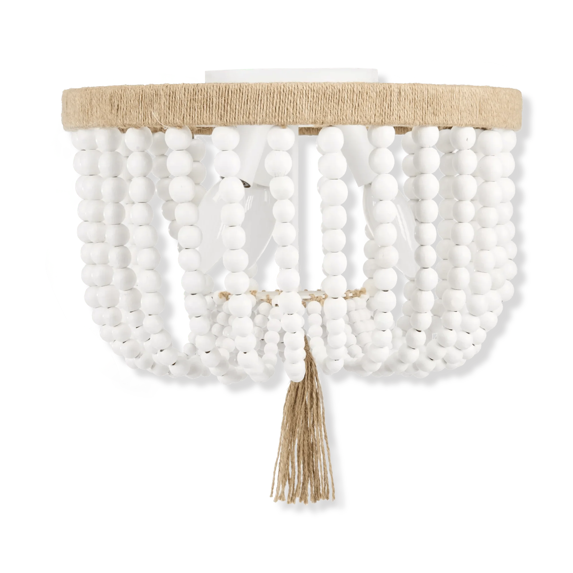 Wooden Bead and Tassel Ceiling Lamp - Image 3